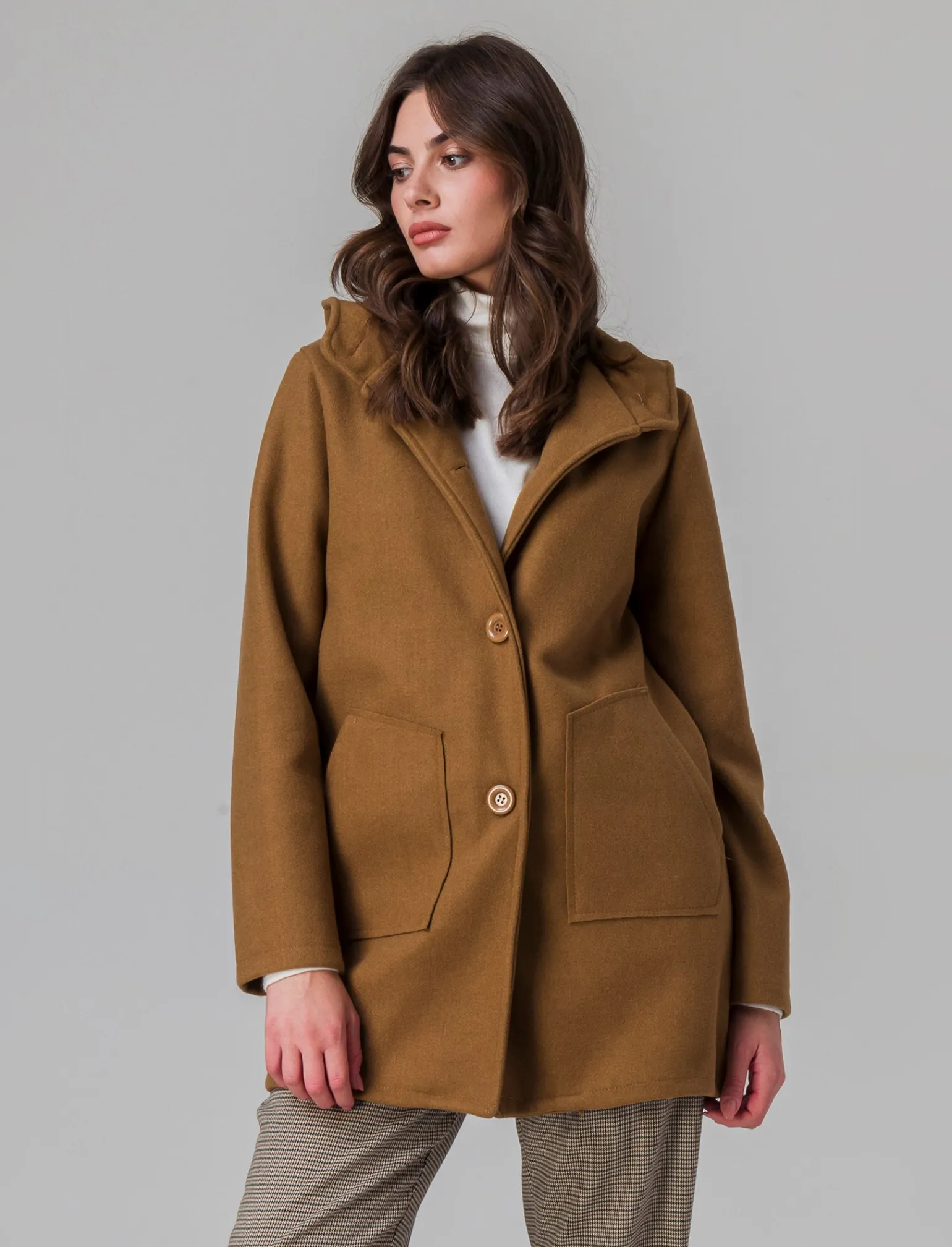 Donna Piazza Italia Giubbini E Cappotti<Cappotto con cappuccio e tasche a taglio - Cammello