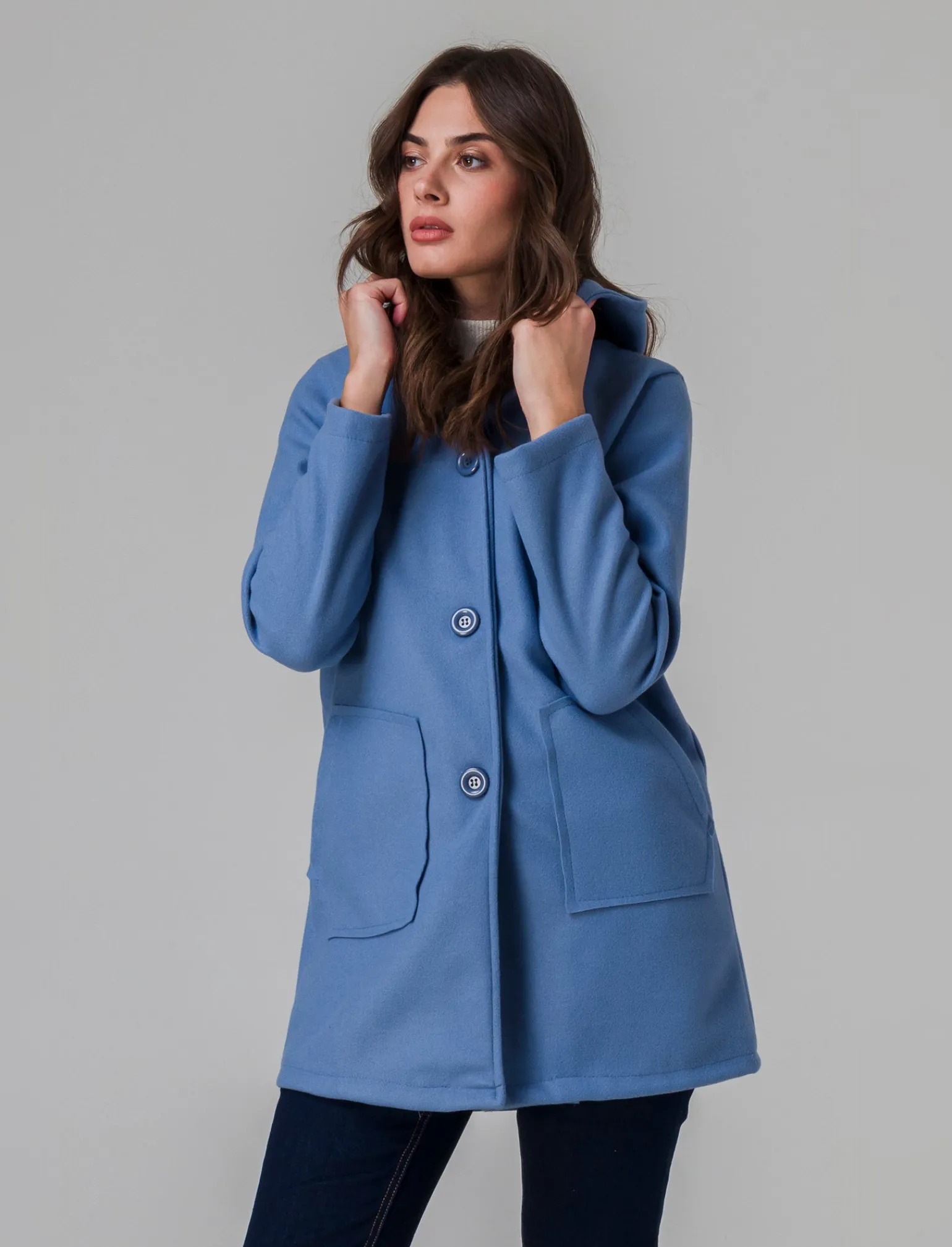 Donna Piazza Italia Giubbini E Cappotti<Cappotto con cappuccio e tasche a taglio - Denim
