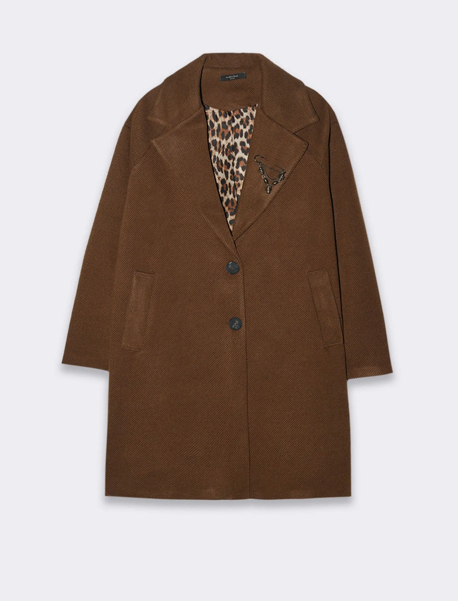 Donna Piazza Italia Giubbini E Cappotti<CAPPOTTO CON SPILLA - Moro