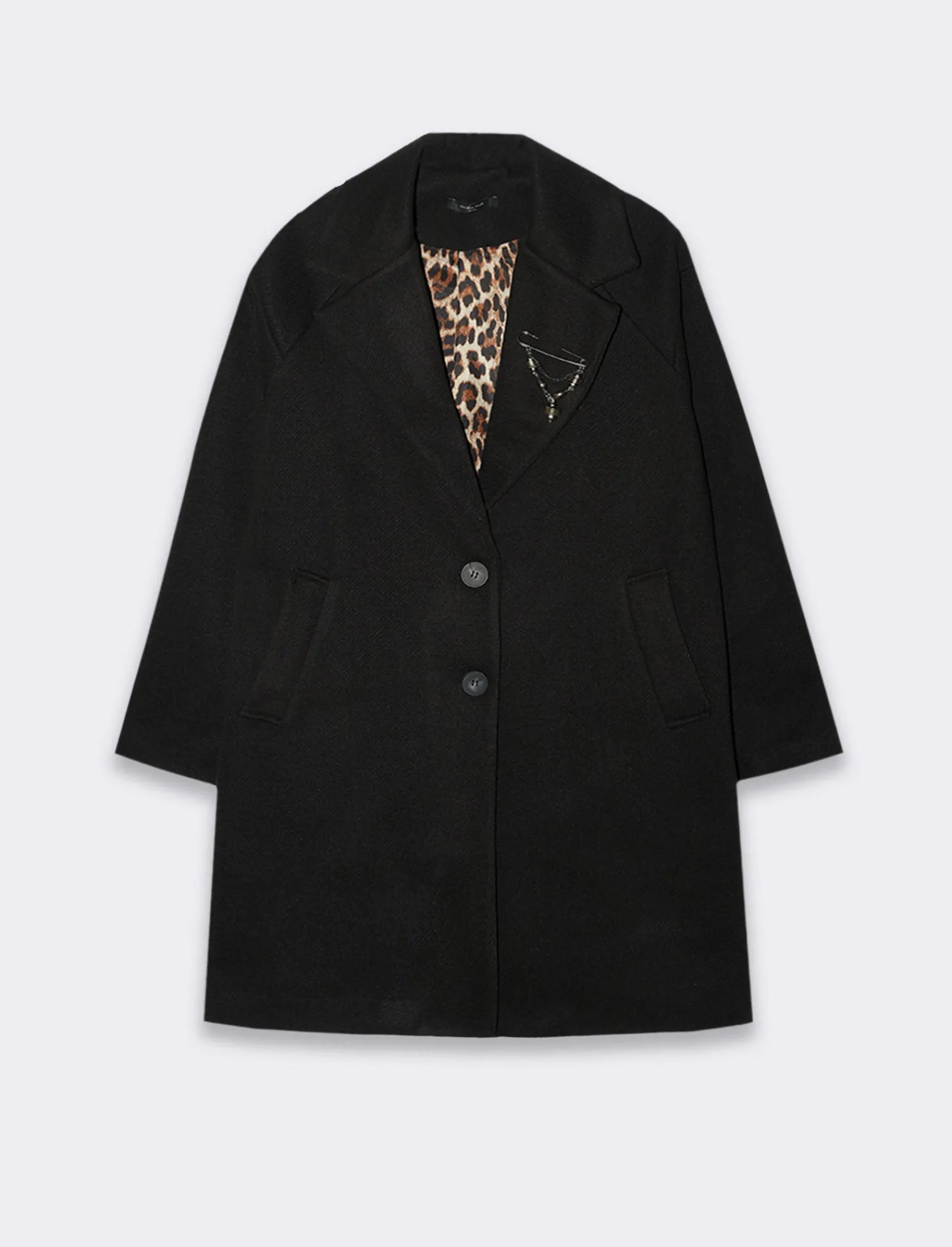 Donna Piazza Italia Giubbini E Cappotti<CAPPOTTO CON SPILLA - Nero