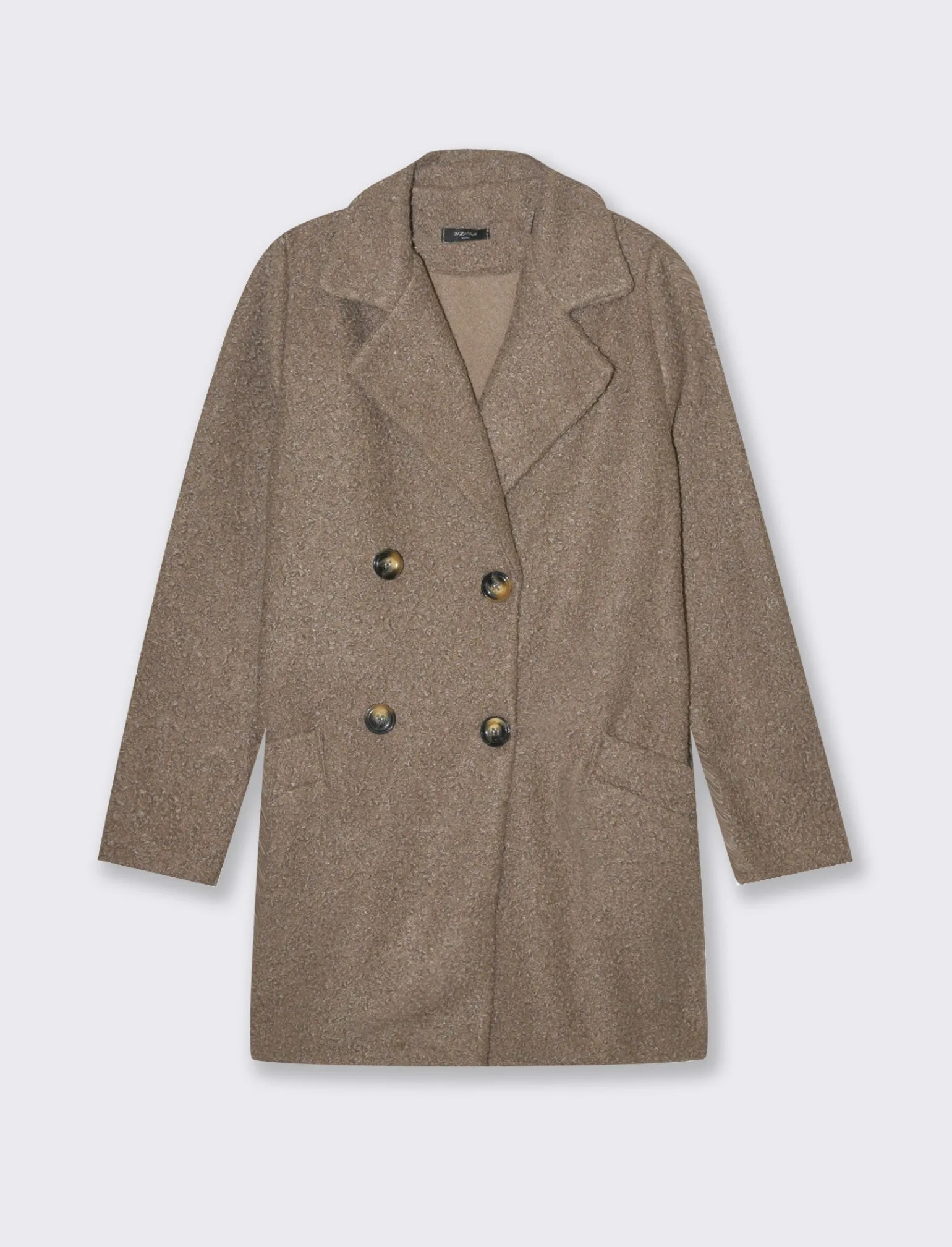 Donna Piazza Italia Giubbini E Cappotti<Cappotto doppiopetto in tessuto bouclè - fango