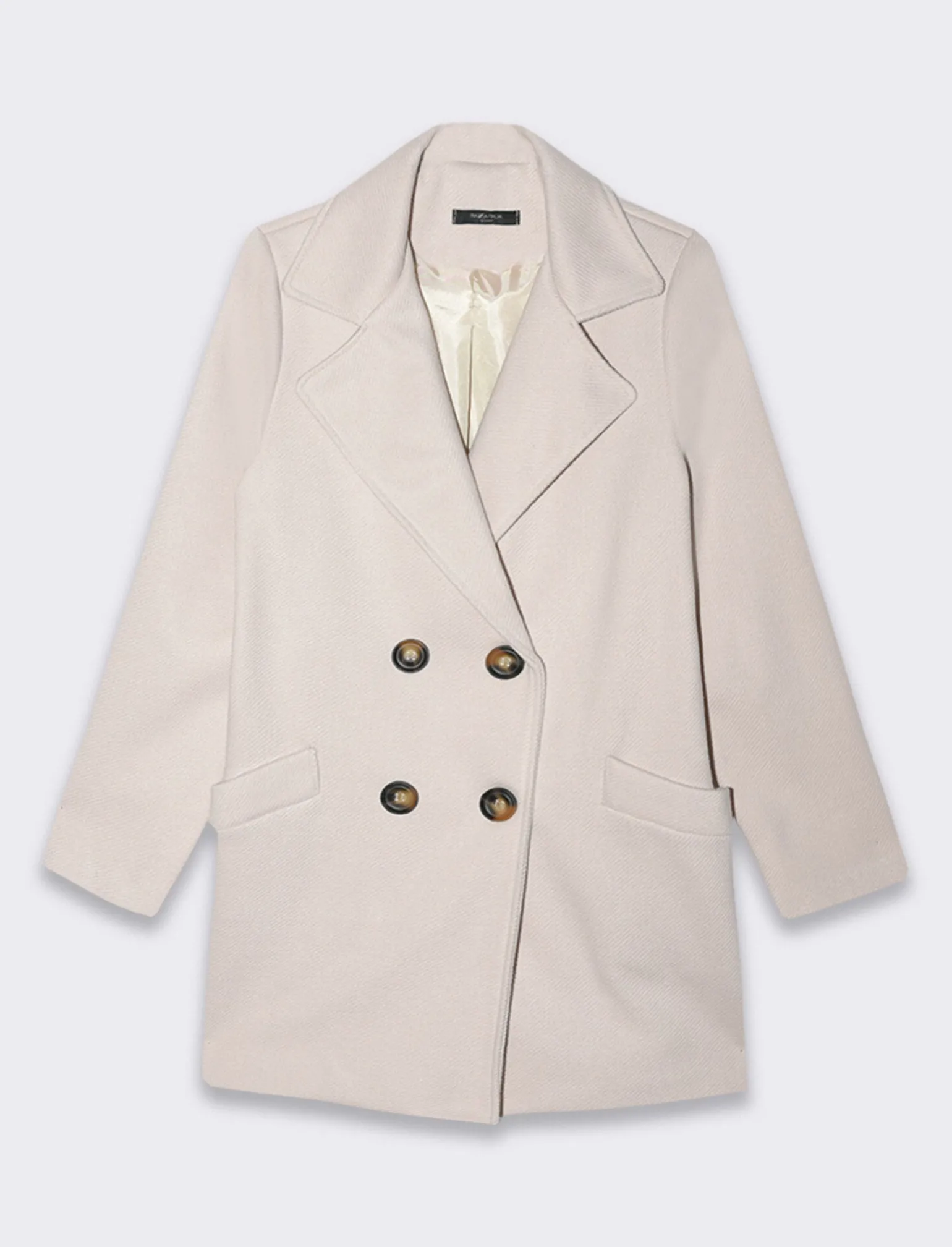 Donna Piazza Italia Giubbini E Cappotti<Cappotto doppiopetto in tessuto diagonale - Bianco gesso