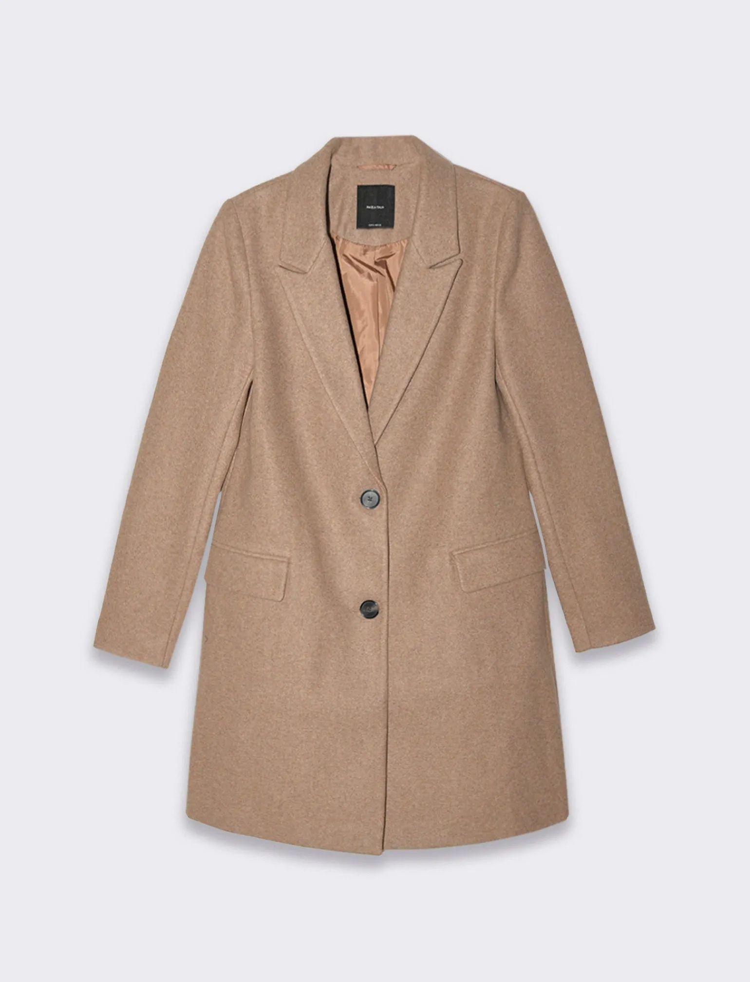 Donna Piazza Italia Donna | Giubbini E Cappotti<Cappotto monopetto 2 bottoni collo revers spacchetti sui polsi - Cammello