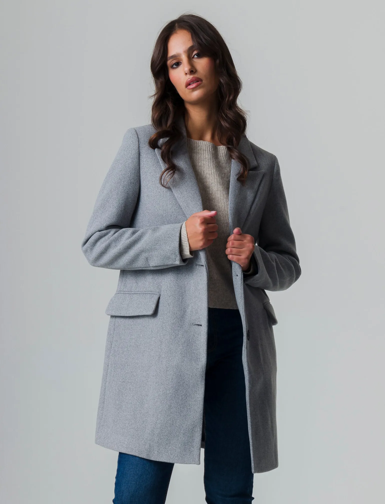 Donna Piazza Italia Donna | Giubbini E Cappotti<Cappotto monopetto 2 bottoni collo revers spacchetti sui polsi - chiaro