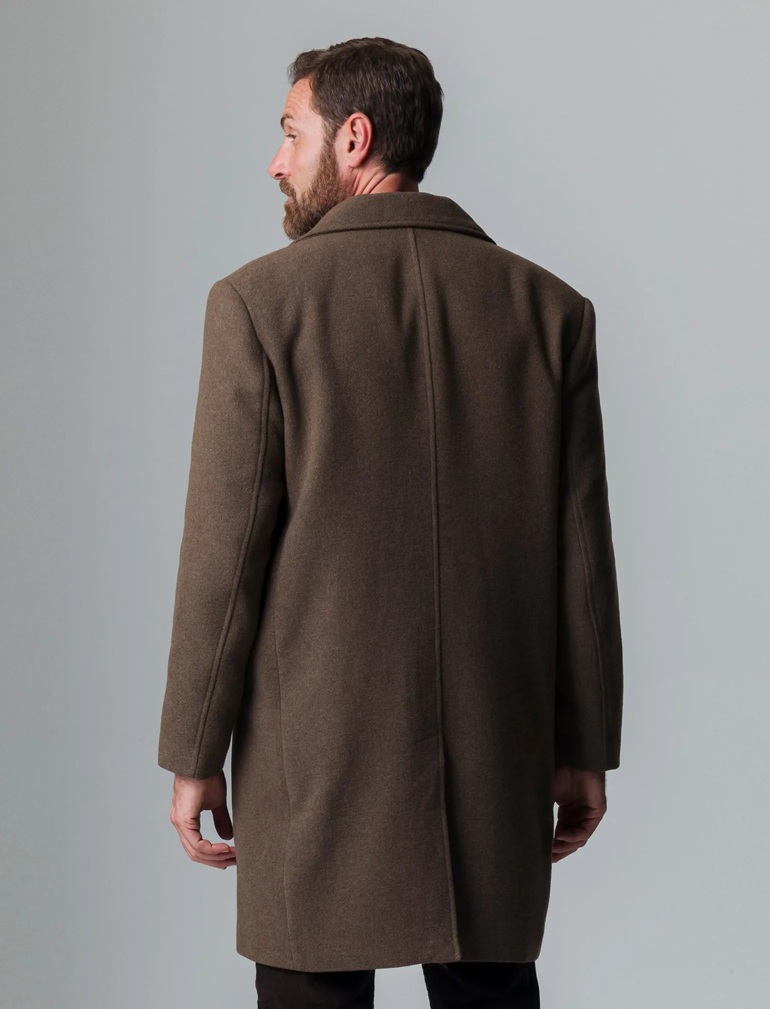 Uomo Piazza Italia Uomo | Giubbini E Cappotti<Cappotto regular fit con collo a revers a punta e maniche lunghe - fango