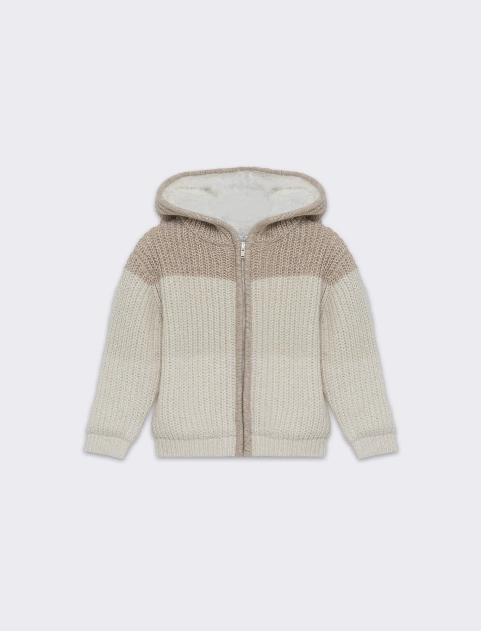 Piazza Italia Neonato | Maglieria<Cardigan con cappuccio e zip, interno in pelliccia e colori a contrasto - Beige