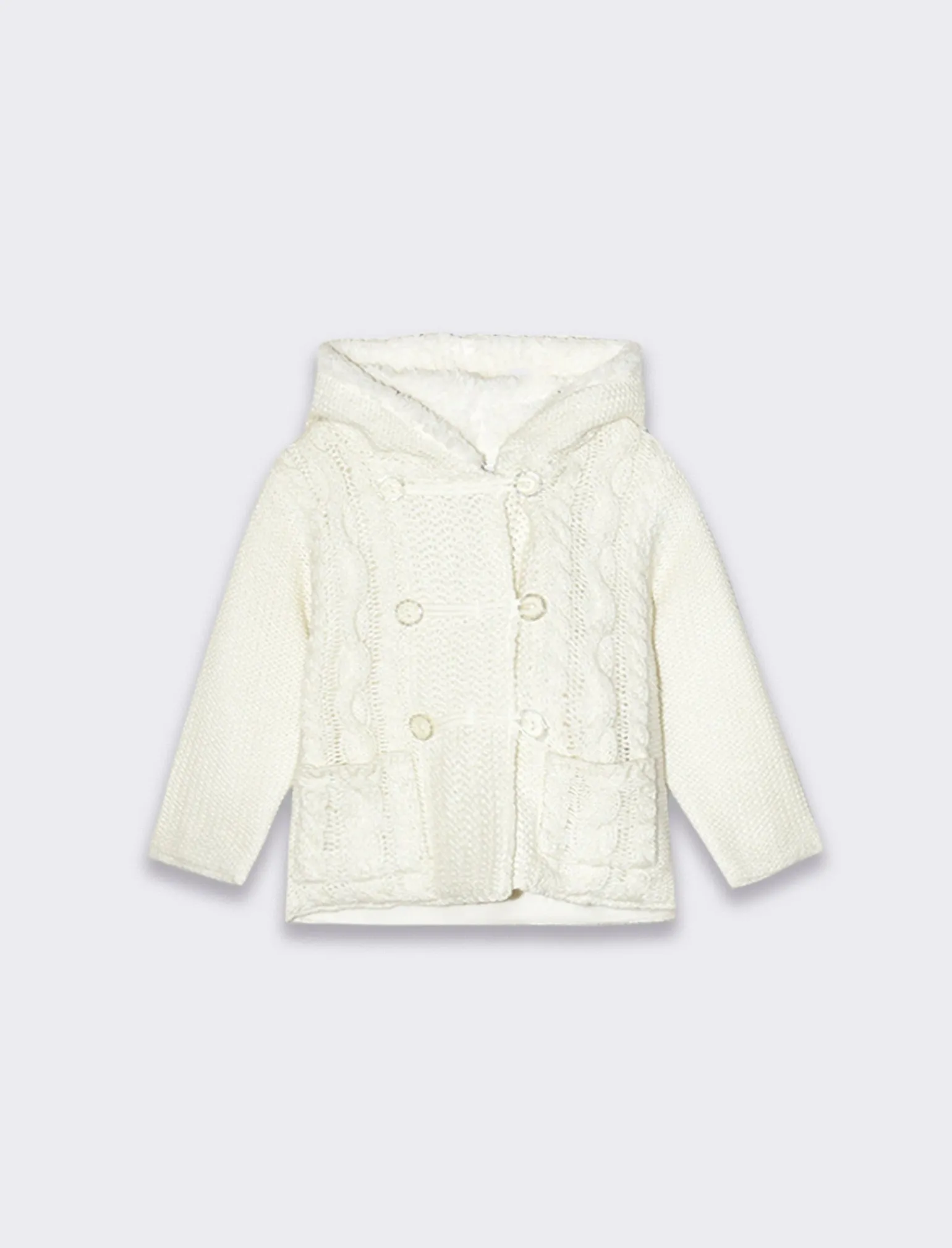 Piazza Italia Neonata<Cardigan da neonata con cappuccio e bottoni con pelliccia interna - sporco
