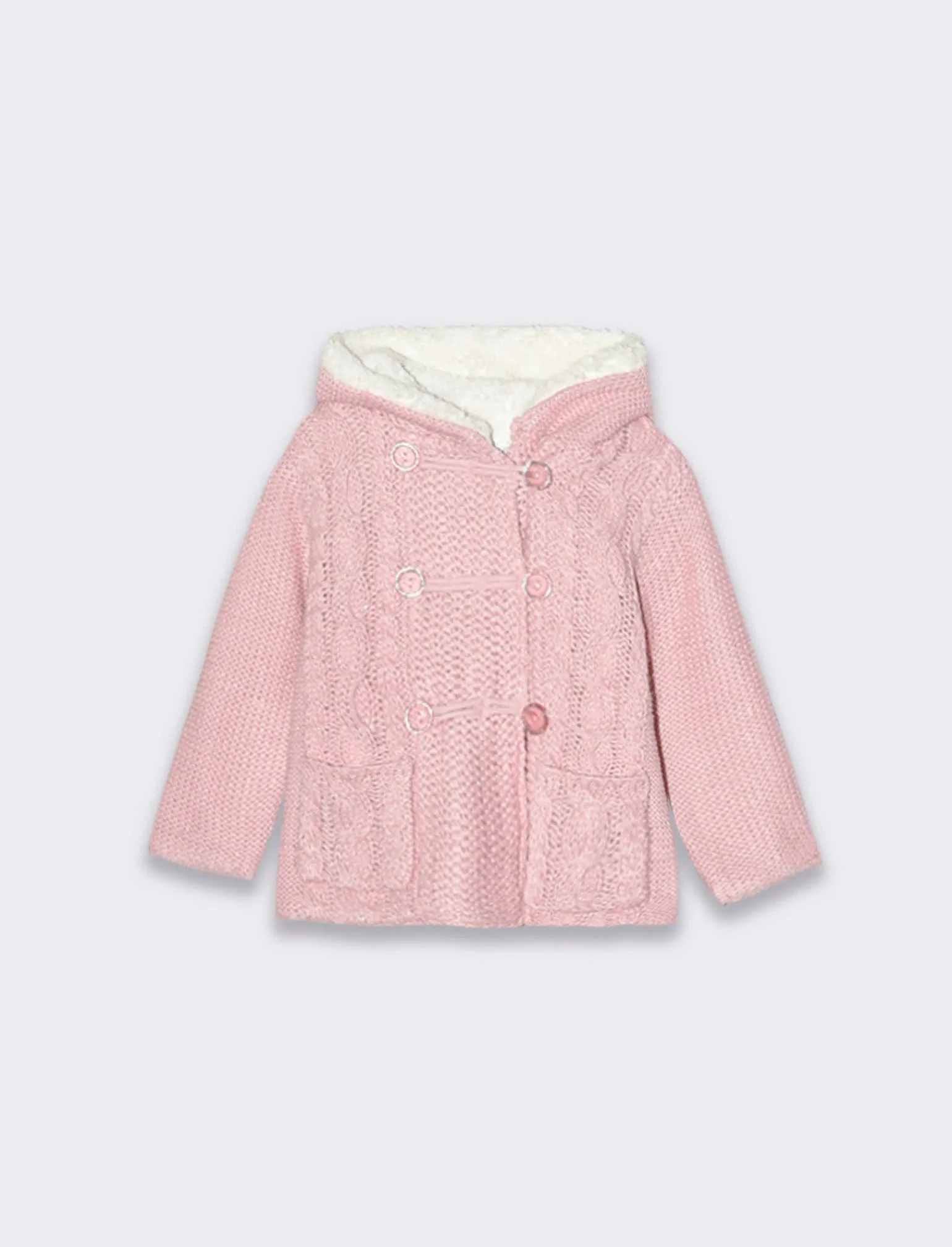 Piazza Italia Neonata<Cardigan da neonata con cappuccio e bottoni con pelliccia interna - Lilla