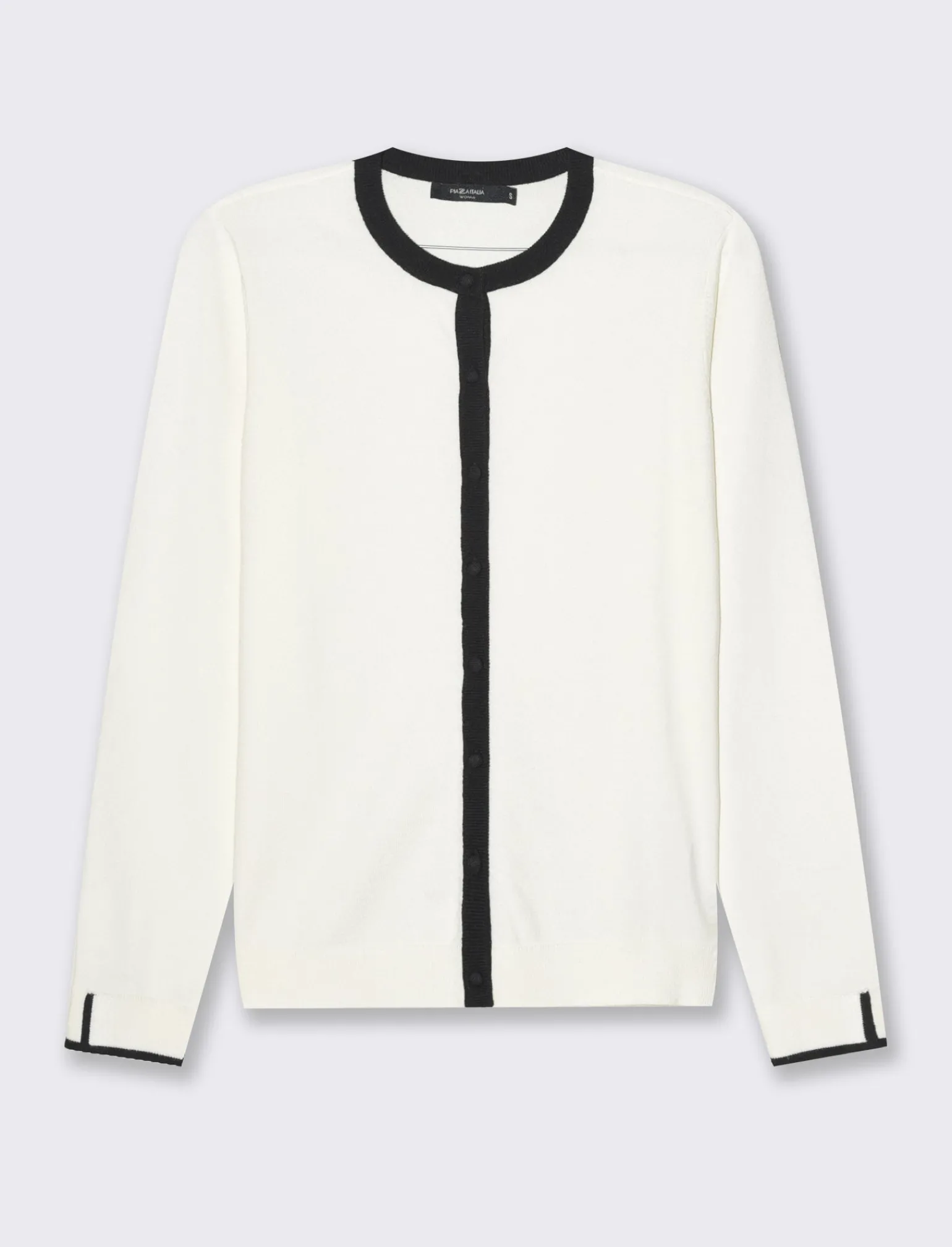 Donna Piazza Italia Donna | Maglieria<Cardigan in maglia fine con dettaglio contrasto su tinta e polsi - Avorio