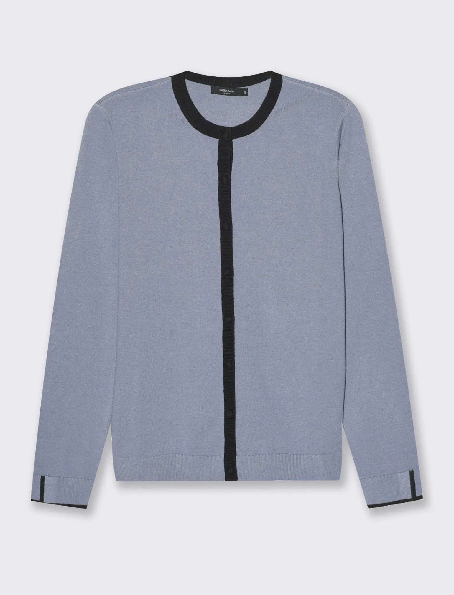 Donna Piazza Italia Donna | Maglieria<Cardigan in maglia fine con dettaglio contrasto su tinta e polsi - Celeste