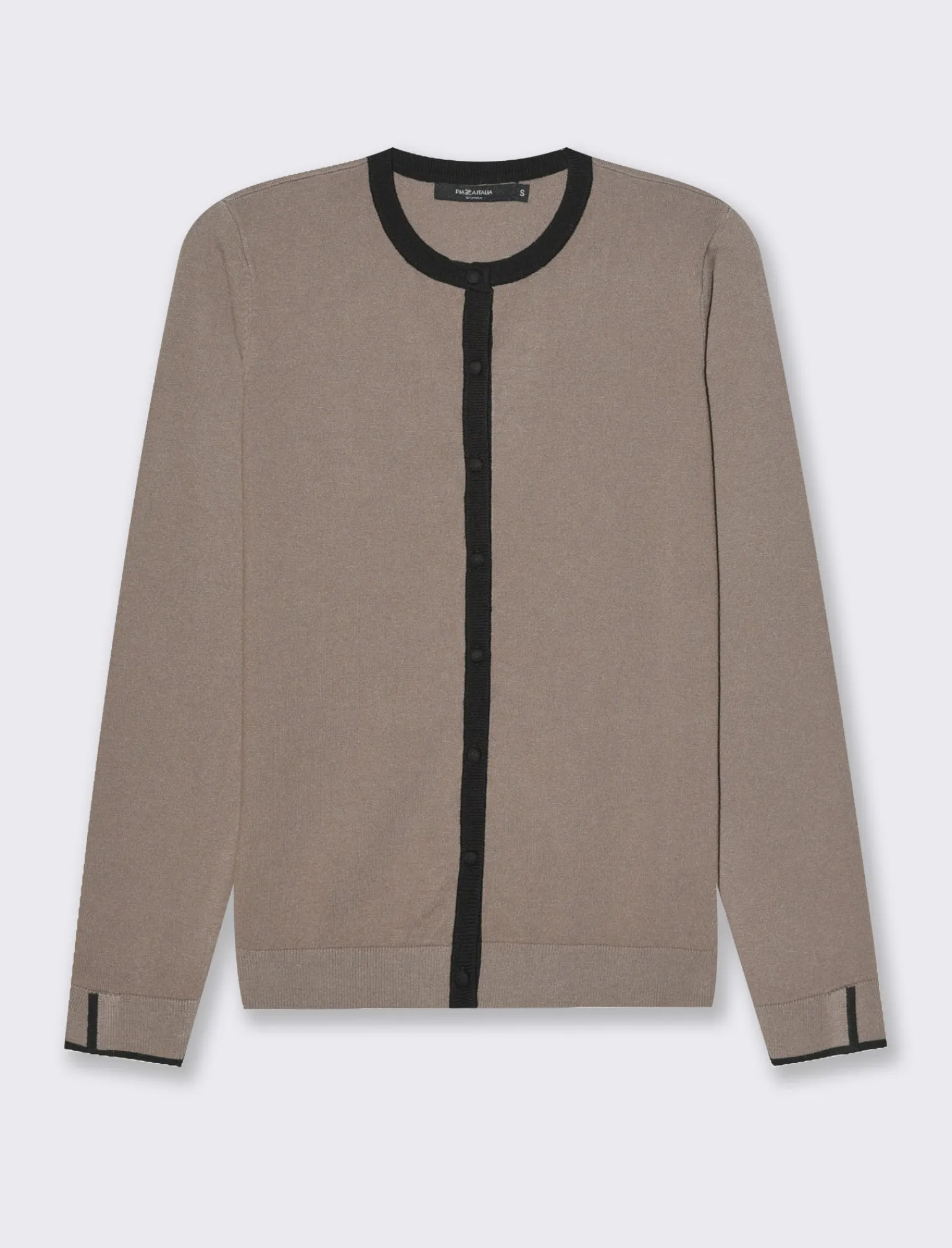 Donna Piazza Italia Donna | Maglieria<Cardigan in maglia fine con dettaglio contrasto su tinta e polsi - tortora