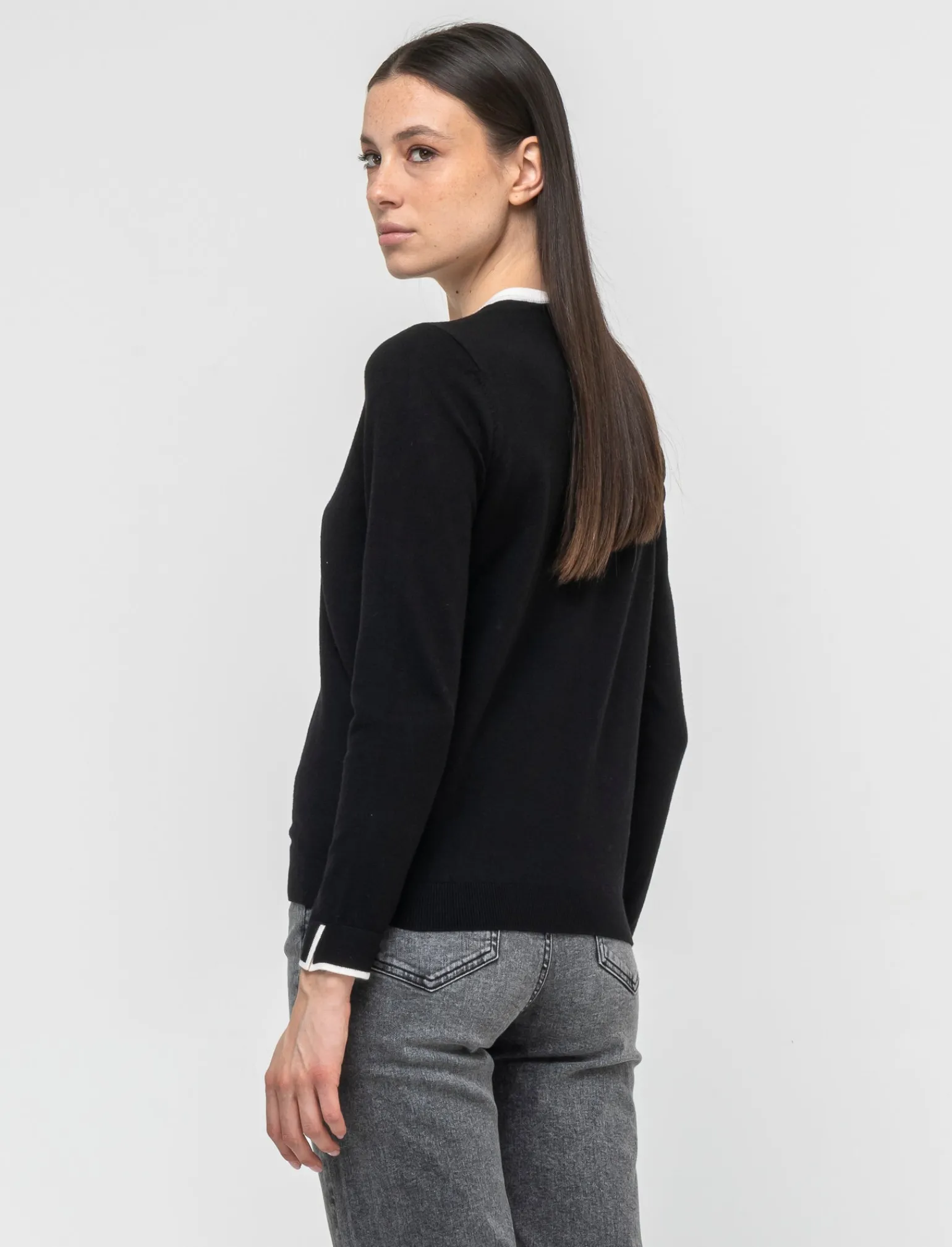 Donna Piazza Italia Donna | Maglieria<Cardigan in maglia fine con dettaglio contrasto su tinta e polsi -