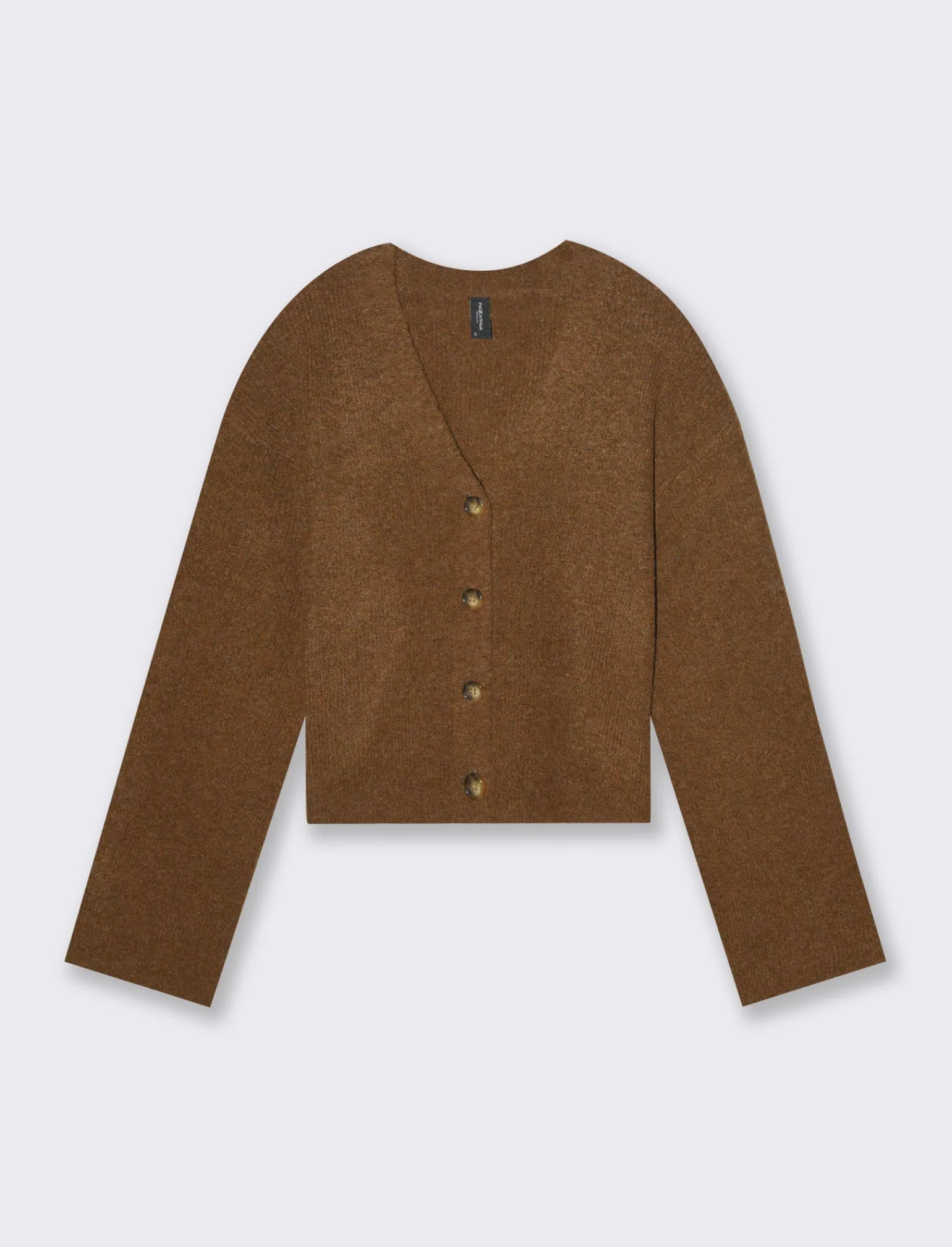 Donna Piazza Italia Donna | Maglieria<Cardigan manica lunga con scollo a V e polso svasato - tabacco
