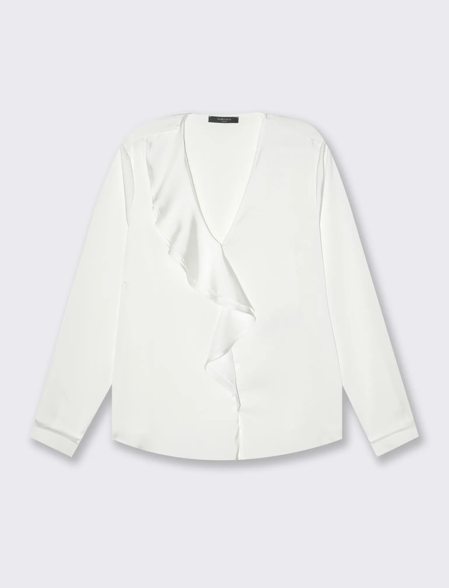 Donna Piazza Italia Donna | Camicie E Casacche<Casacca a manica lunga e scollo a V con rouches - Bianco panna