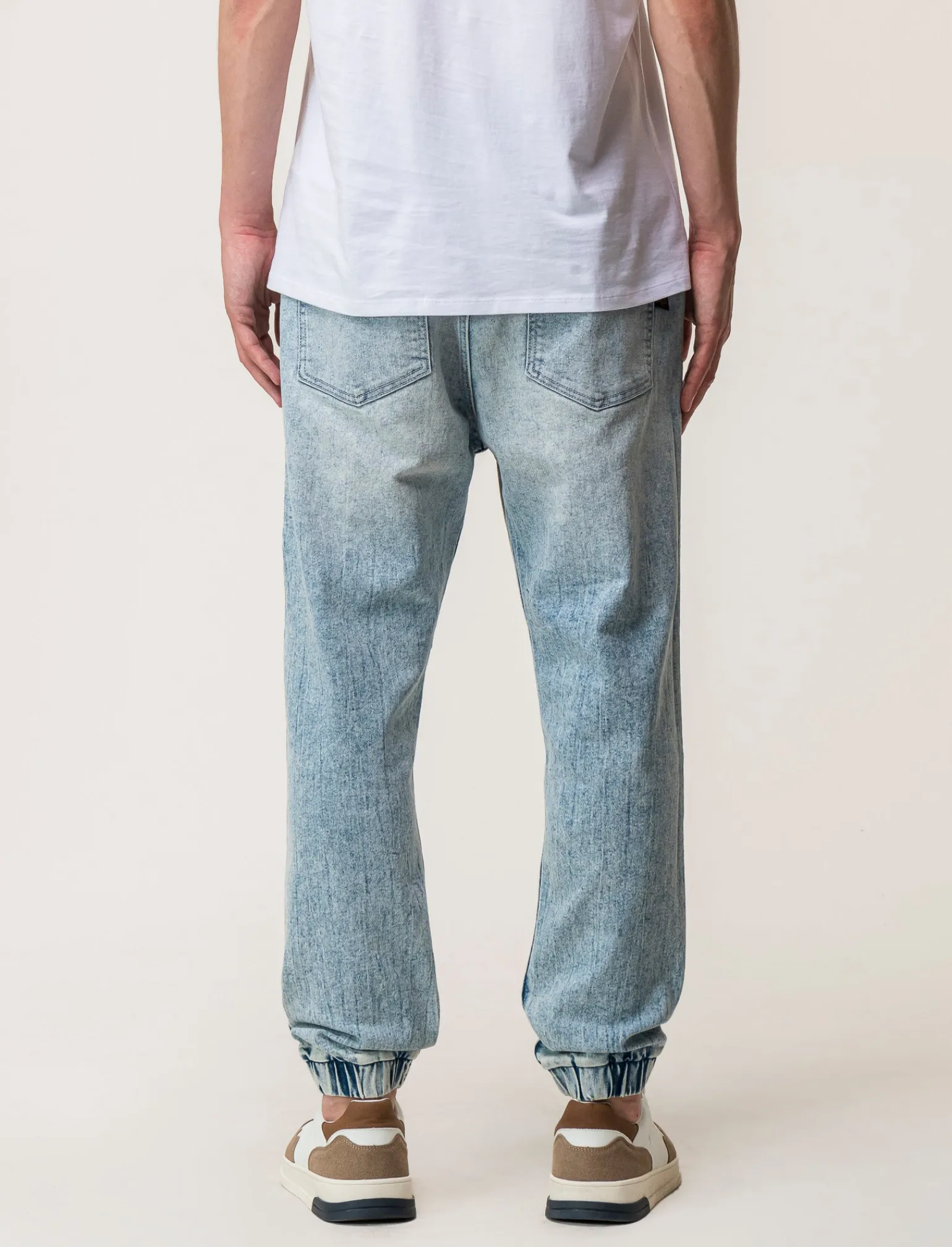 Uomo Piazza Italia Uomo | Jeans<Denim con vita elasticizzata regolabile con laccio - Denim chiaro