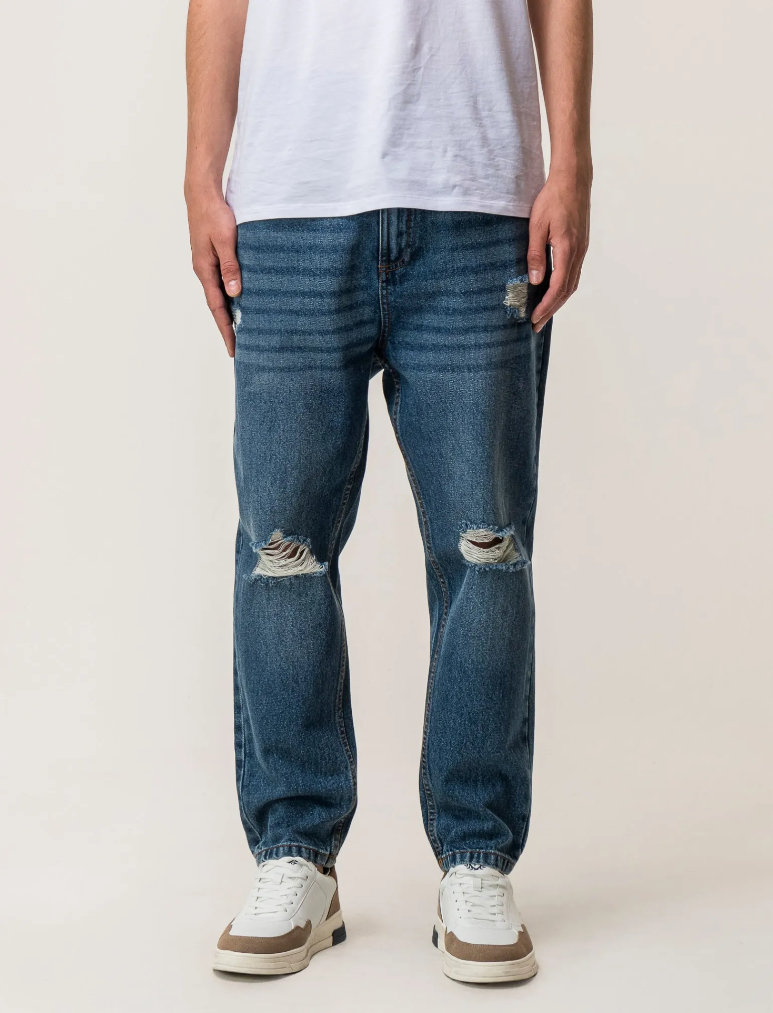 Uomo Piazza Italia Uomo | Jeans<Denim loose fit a cinque tasche con strappi - Denim
