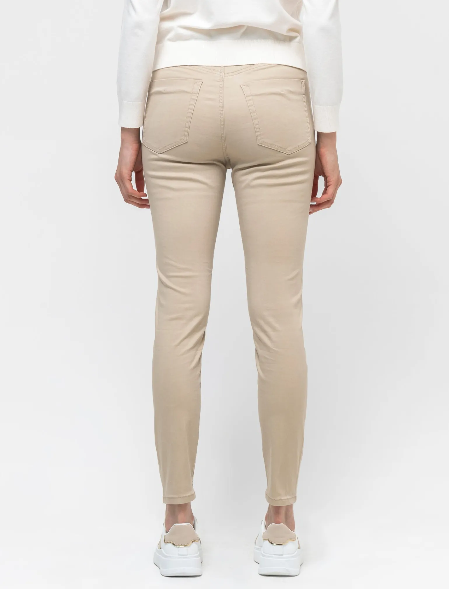 Donna Piazza Italia Donna | Jeans<Denim skinny colorato 5 tasche con bottone in metallo - Beige corda