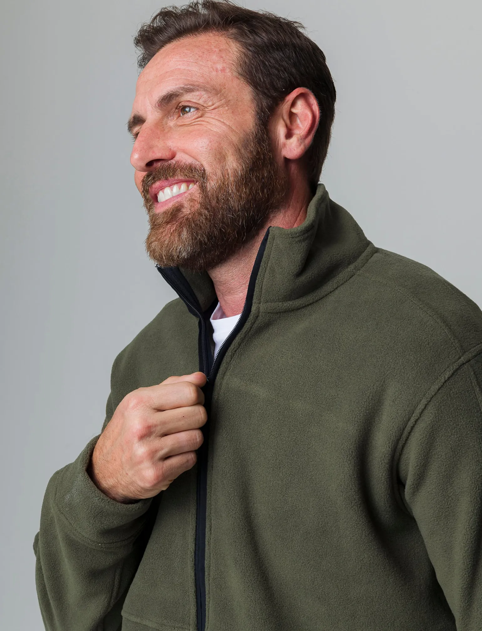 Uomo Piazza Italia Felpe<Felpa cardigan in pile regular fit a collo alto - militare