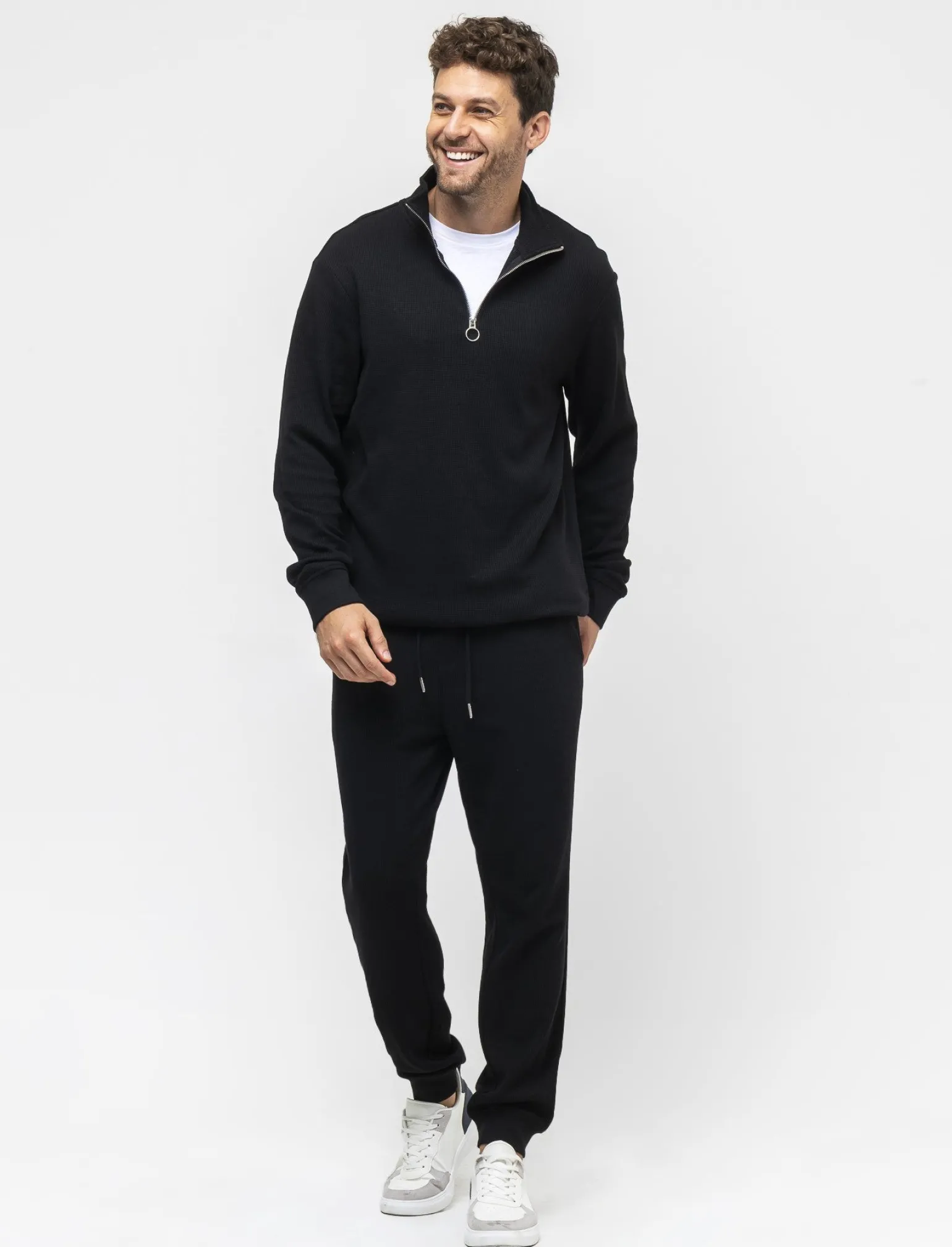 Uomo Piazza Italia Uomo | Felpe<Felpa collo alto con zip in tessuto waffle -