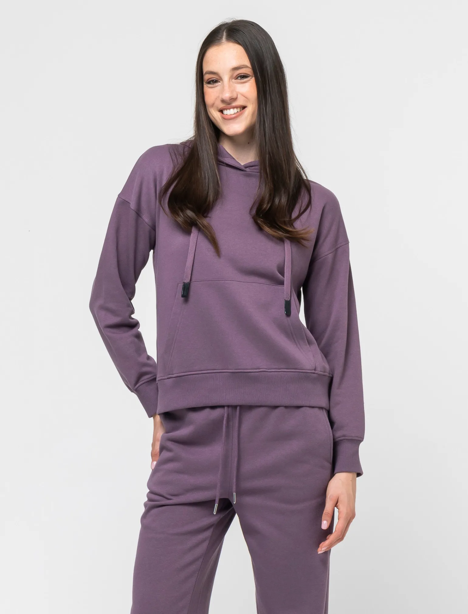Donna Piazza Italia Donna | Felpe<Felpa con cappuccio e tasca a marsupio con cordino - malva