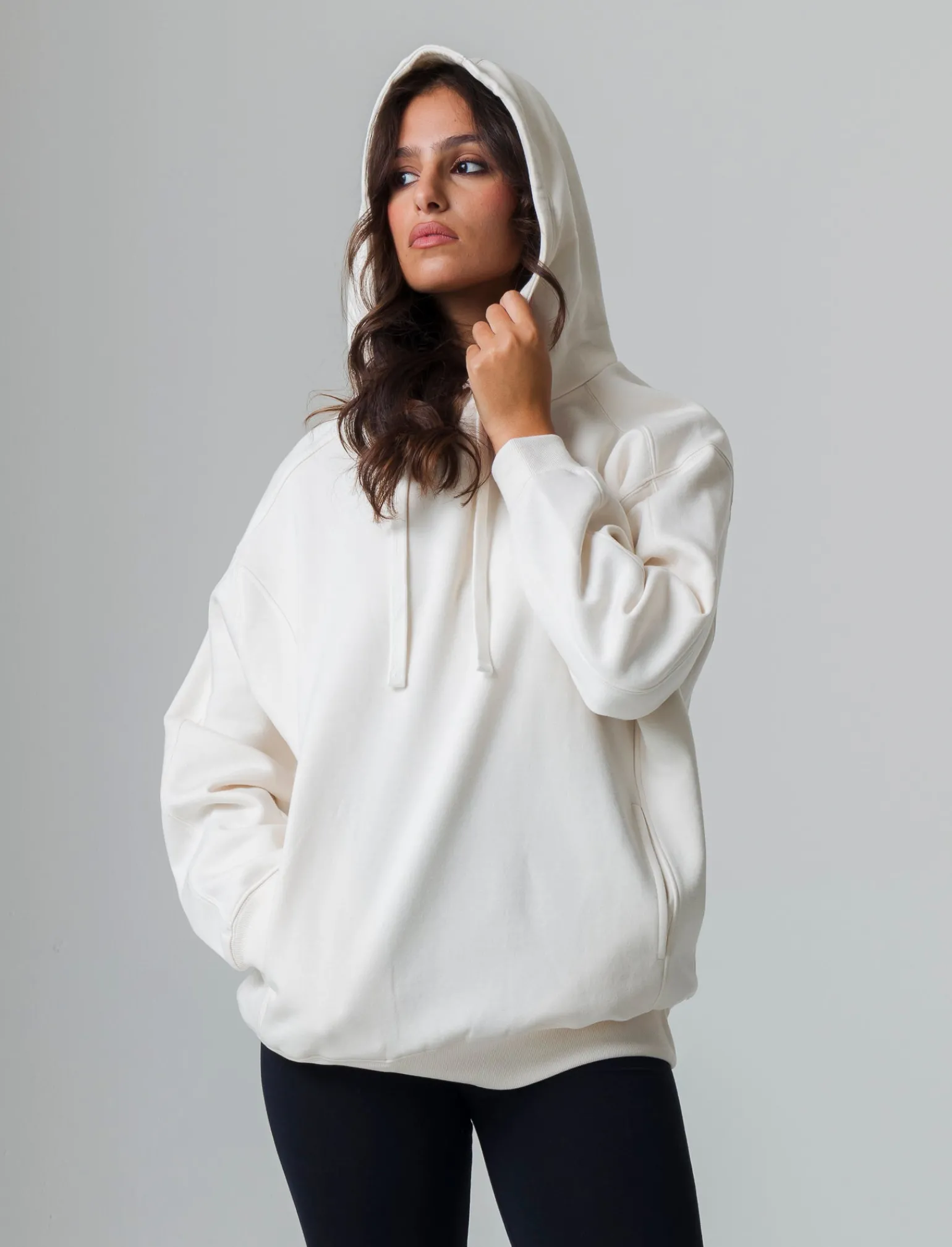 Donna Piazza Italia Felpe<Felpa con cappuccio vestibilità oversize e tasche a taglio - Avorio