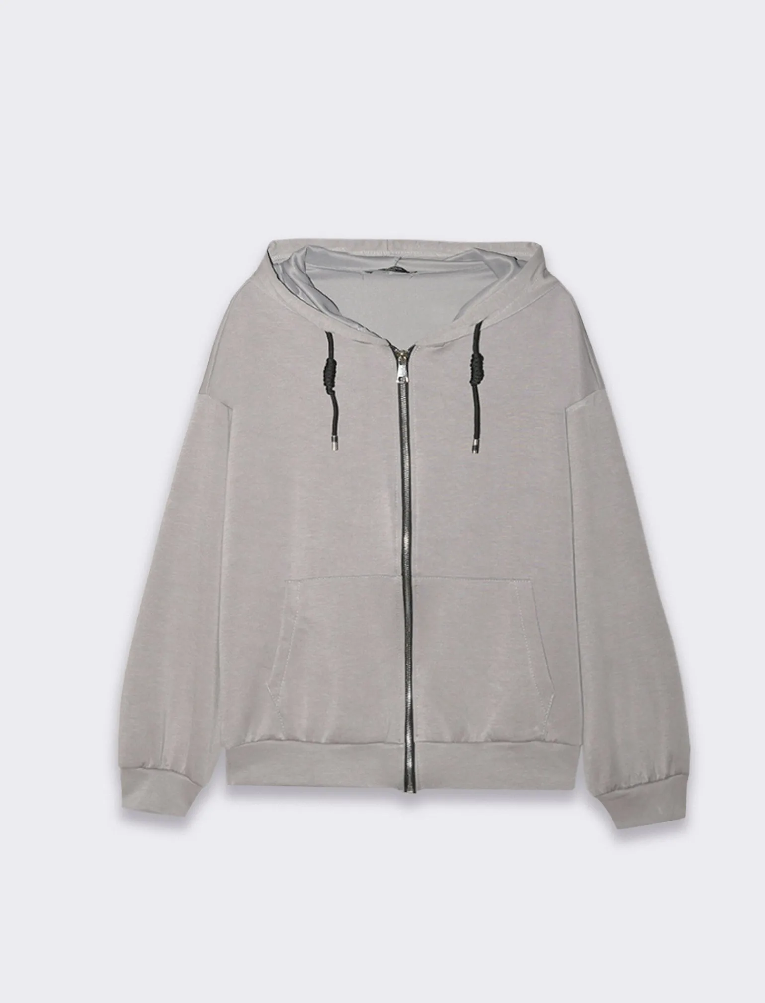 Donna Piazza Italia Felpe<Felpa con zip e cappuccio con coulizze tasca marsupio -