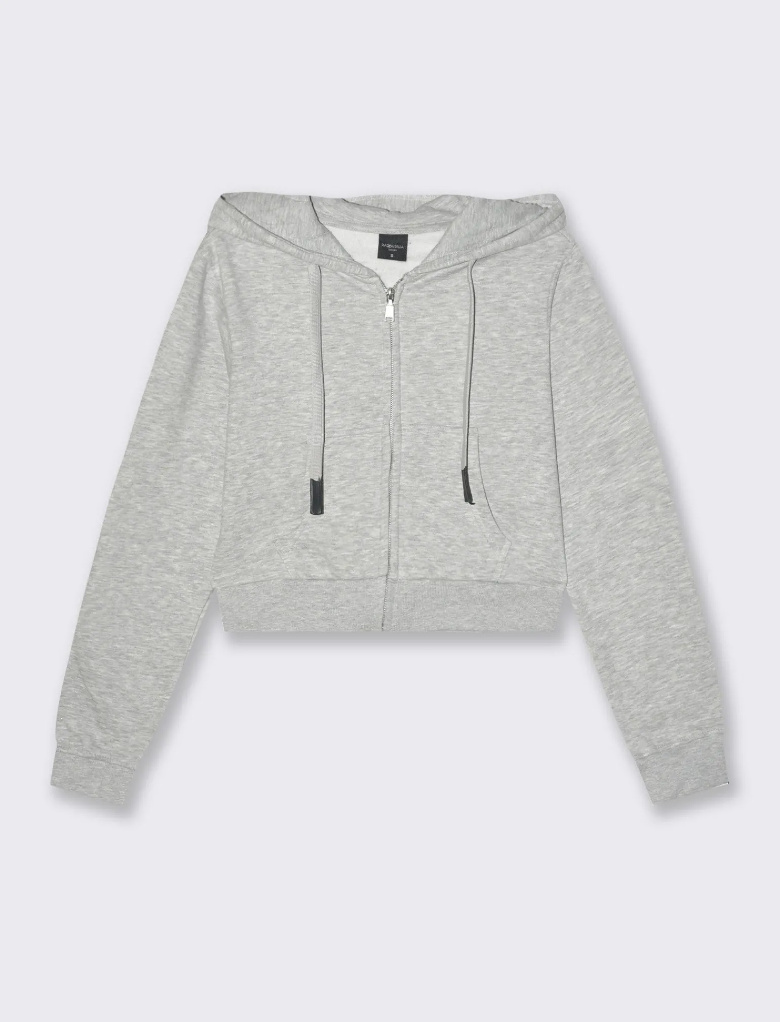 Donna Piazza Italia Donna | Felpe<Felpa crop con cappuccio e chiusura a cerniera - Grigio melange