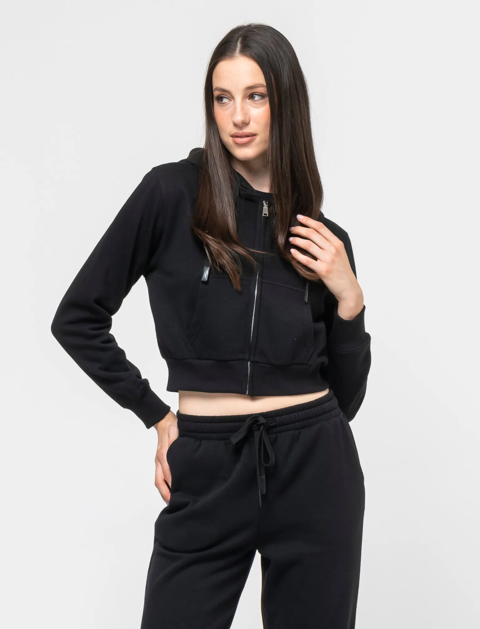 Donna Piazza Italia Donna | Felpe<Felpa crop con cappuccio e chiusura a cerniera -