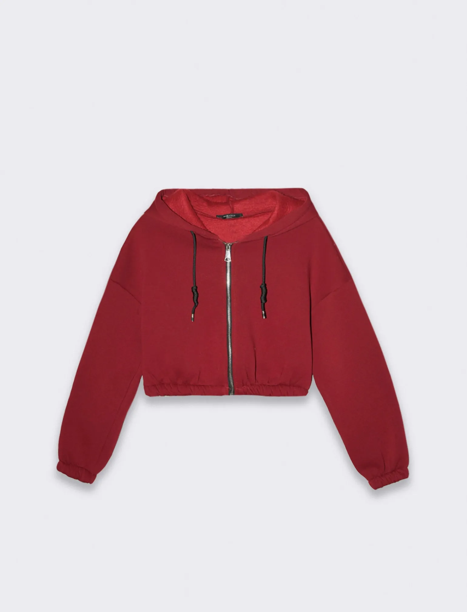 Donna Piazza Italia Felpe<Felpa cropped da donna con cappuccio e coulisse con chiusura con zip - Bordeaux