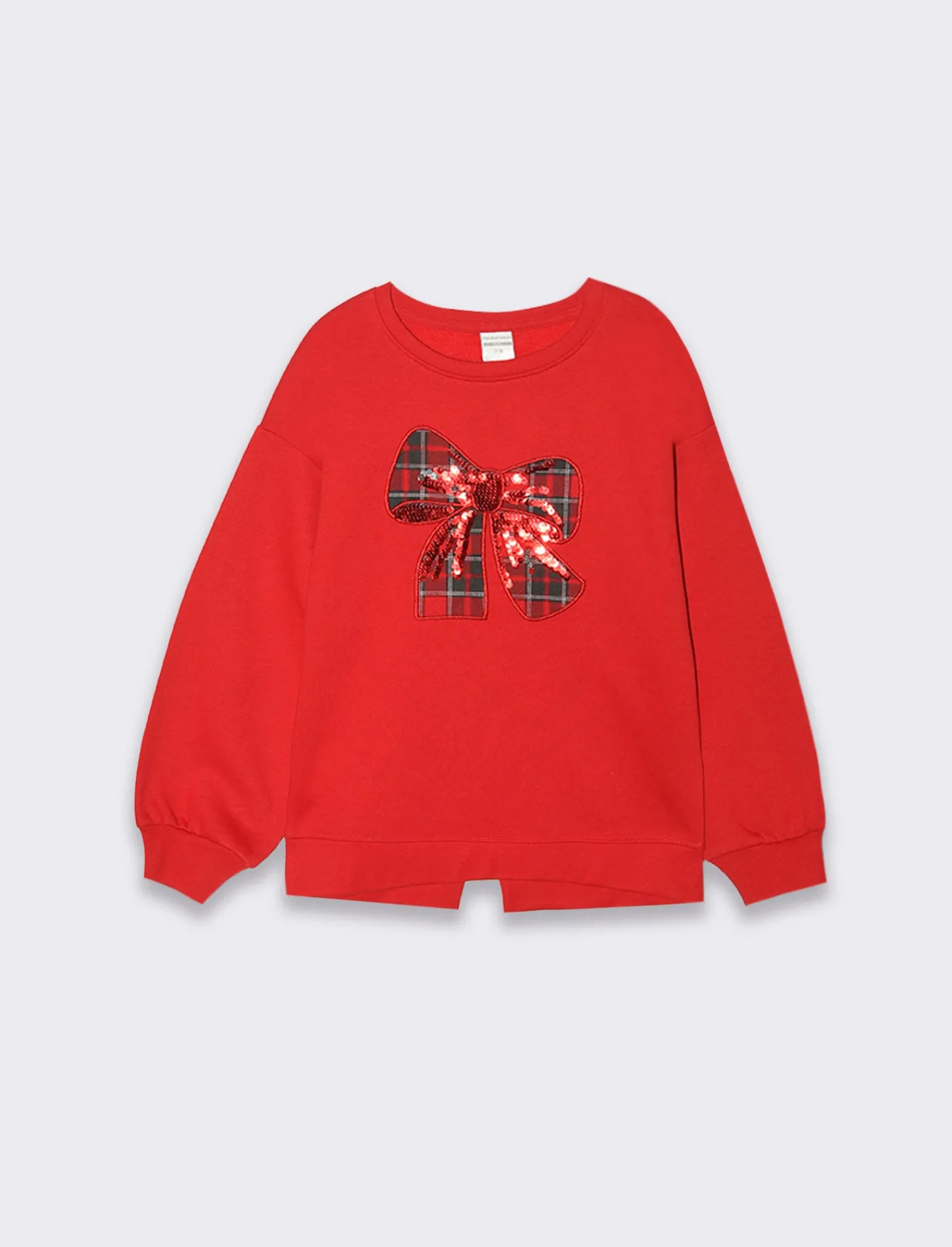 Piazza Italia Bambina | Felpe<Felpa girocollo da bambina con scollo e decorazione fiocco stampato con paillettes -