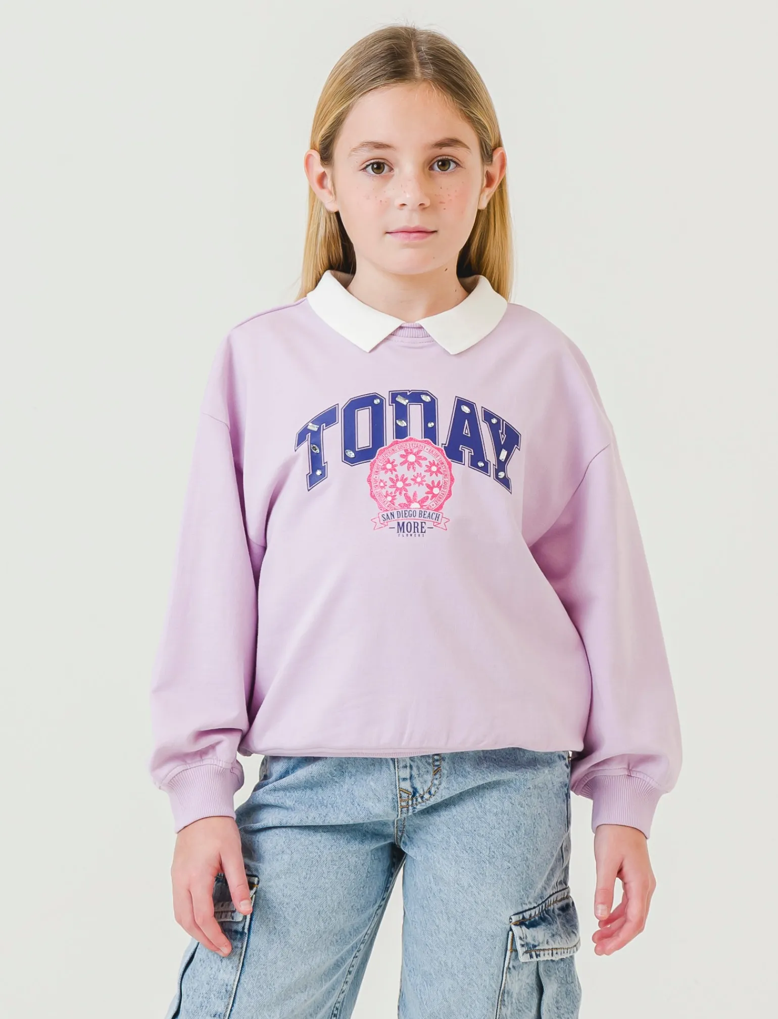 Piazza Italia Bambina<Felpa in cotone stile college - Lilla