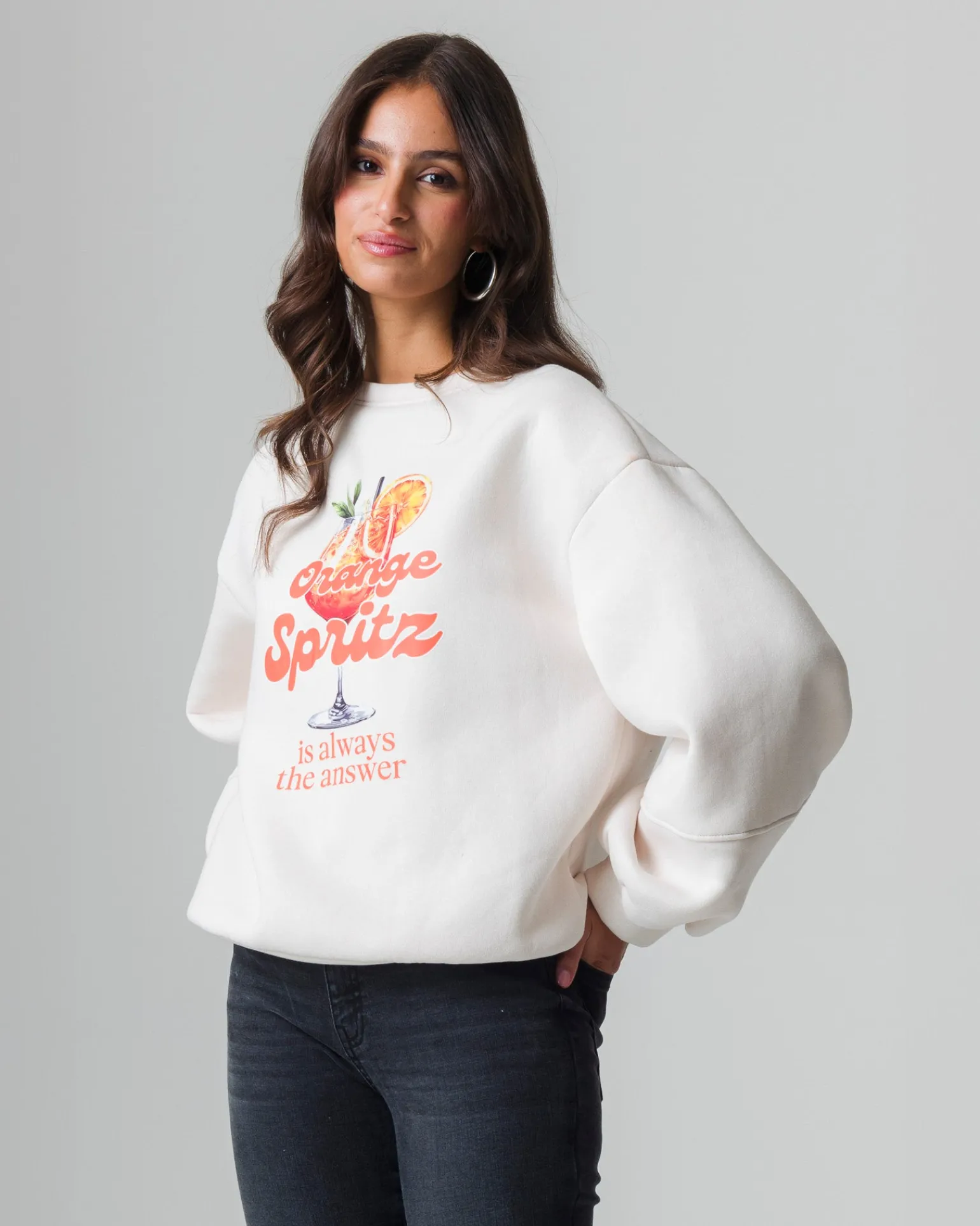 Donna Piazza Italia Felpe<Felpa manica lunga con stampa e vestibilità oversized -