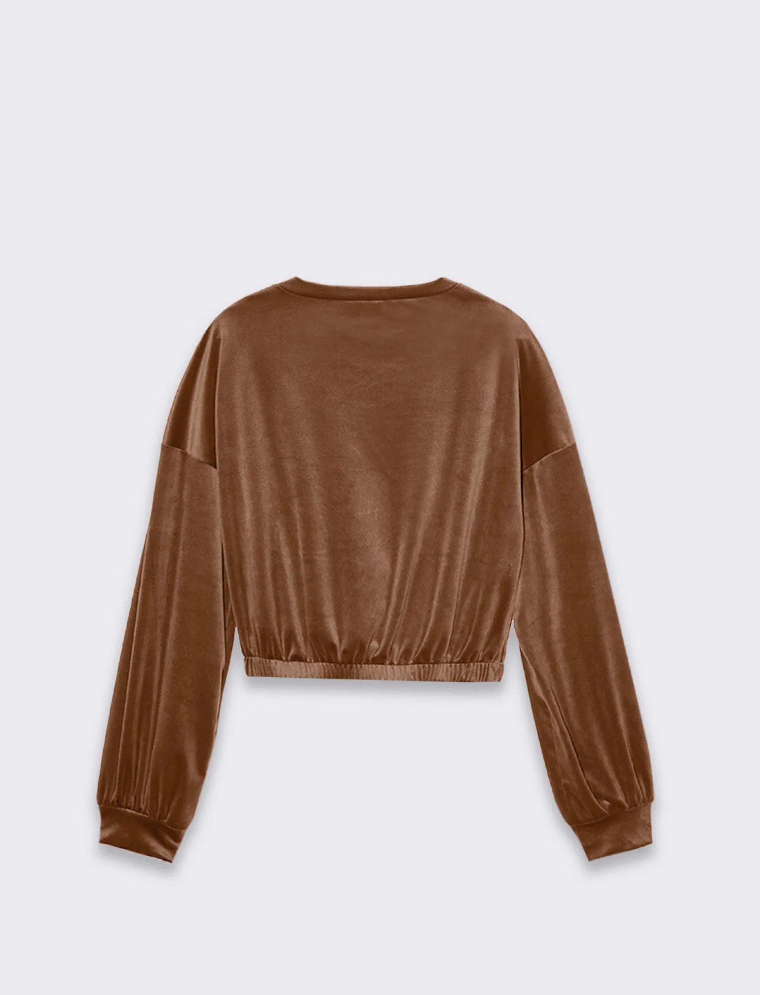 Donna Piazza Italia Donna | Maglieria<Felpa manica lunga girocollo, taglio crop con elastico al fondo - Cammello