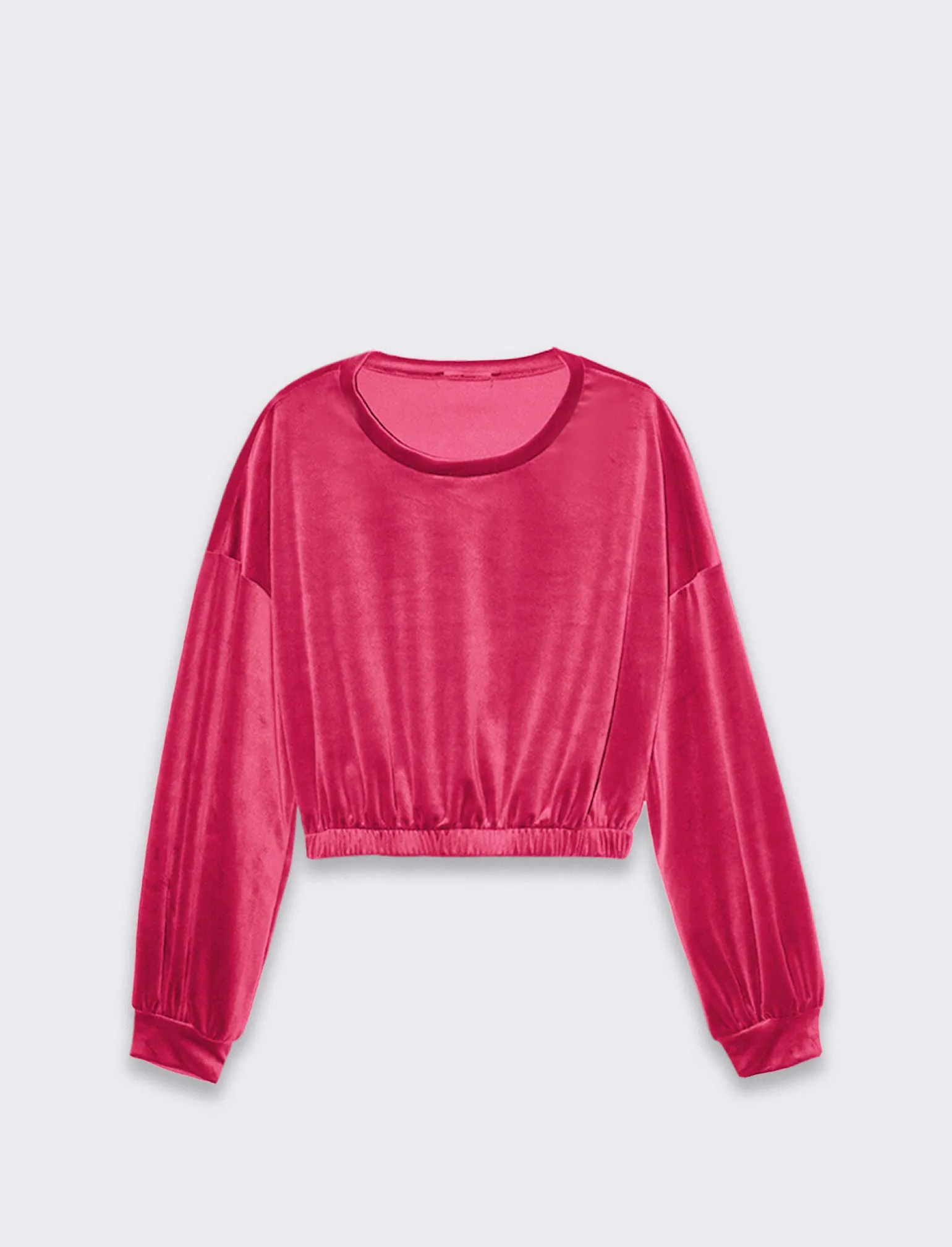 Donna Piazza Italia Donna | Maglieria<Felpa manica lunga girocollo, taglio crop con elastico al fondo -