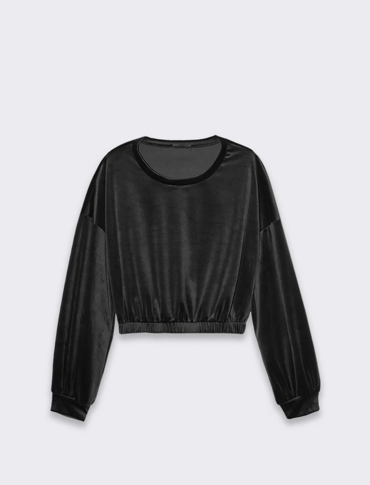Donna Piazza Italia Donna | Maglieria<Felpa manica lunga girocollo, taglio crop con elastico al fondo -