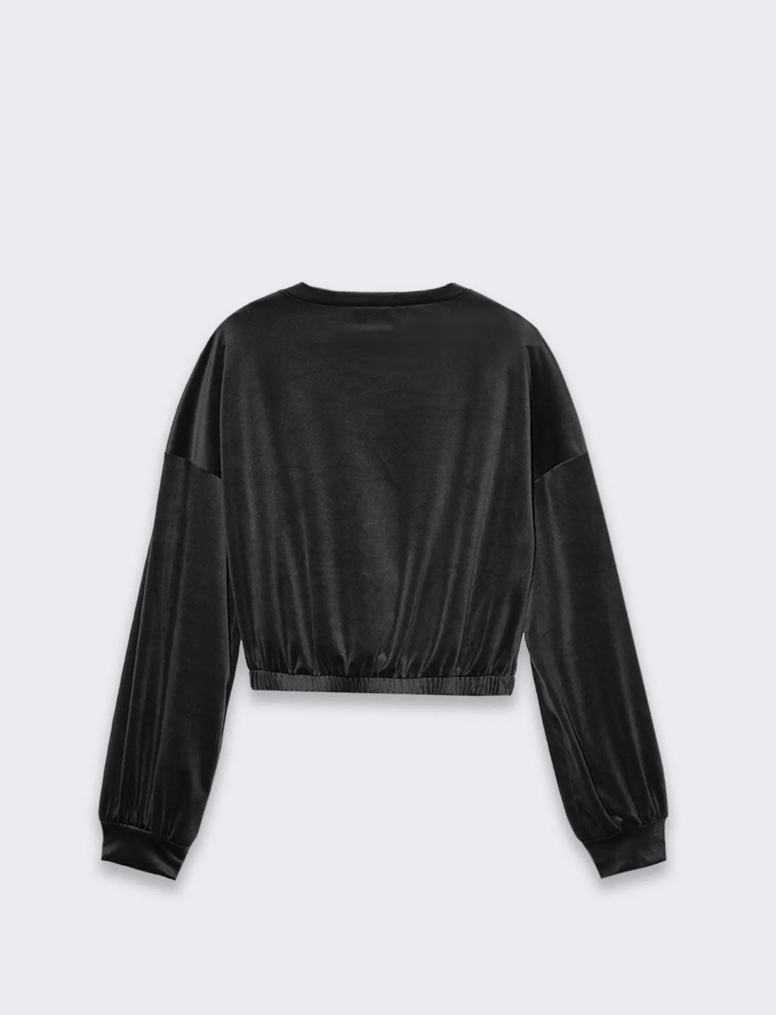 Donna Piazza Italia Donna | Maglieria<Felpa manica lunga girocollo, taglio crop con elastico al fondo -