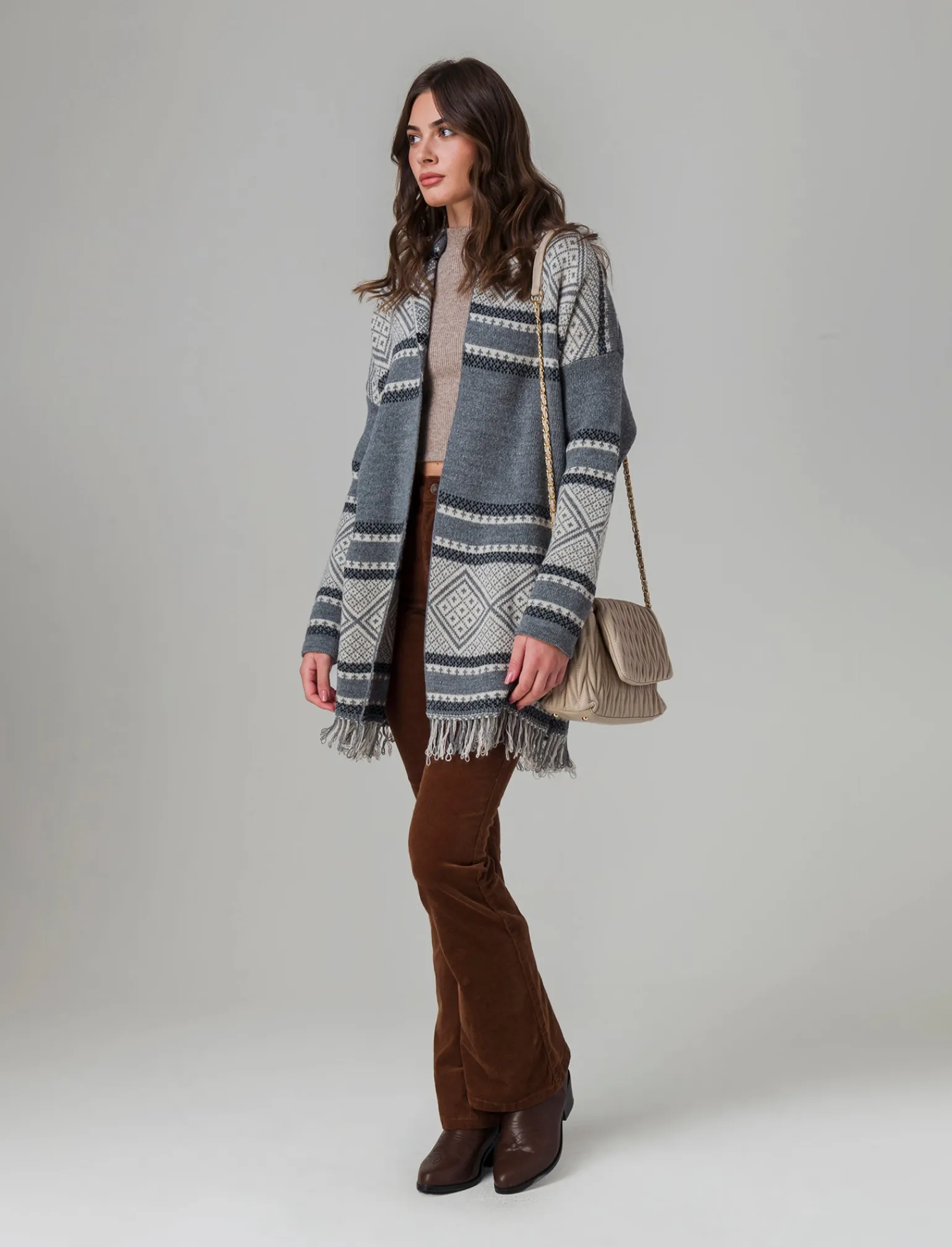 Donna Piazza Italia Giacche E Blazer<Giacca lunga in maglia jacquard -