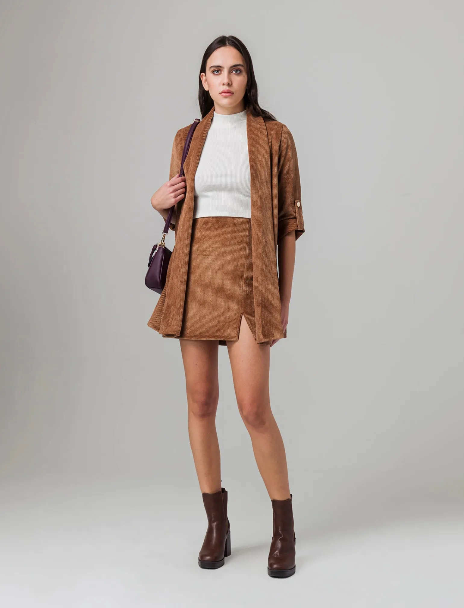 Donna Piazza Italia Donna | Giacche E Blazer<Giacca senza chiusura con manica a 3/4 con risvolto - tabacco