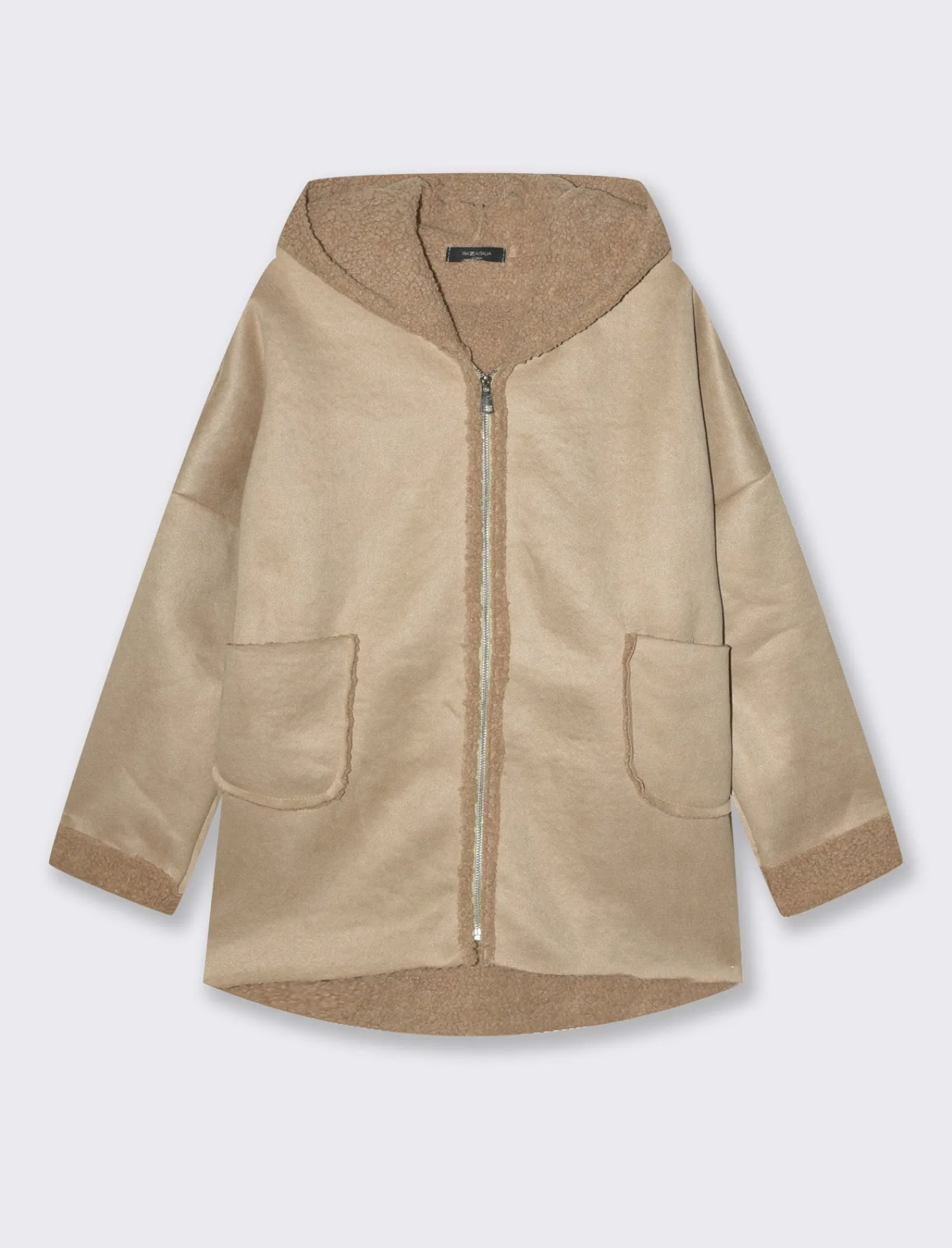 Donna Piazza Italia Giubbini E Cappotti<Giaccone con zip in tessuto misto boucle - Beige