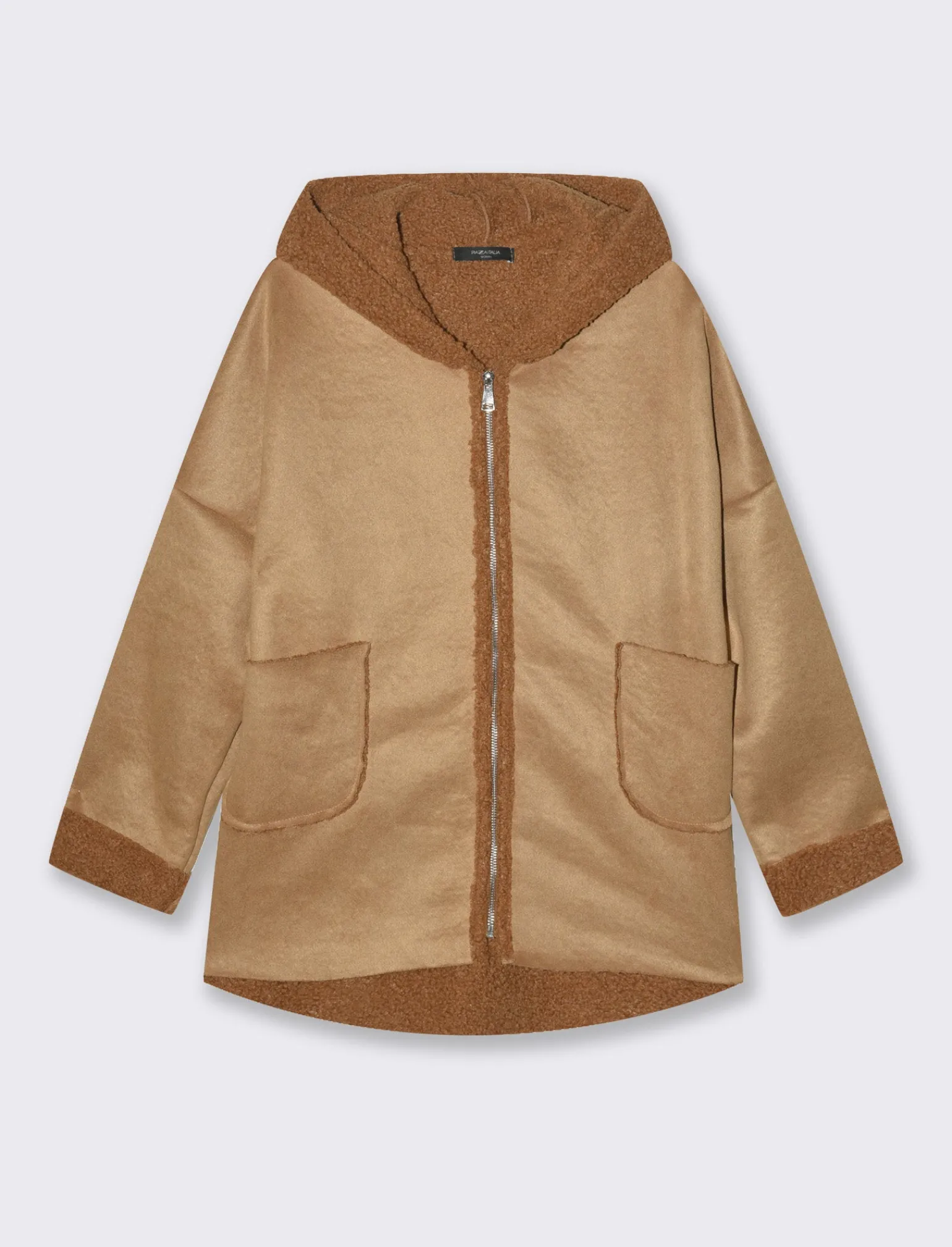 Donna Piazza Italia Giubbini E Cappotti<Giaccone con zip in tessuto misto boucle - Cammello