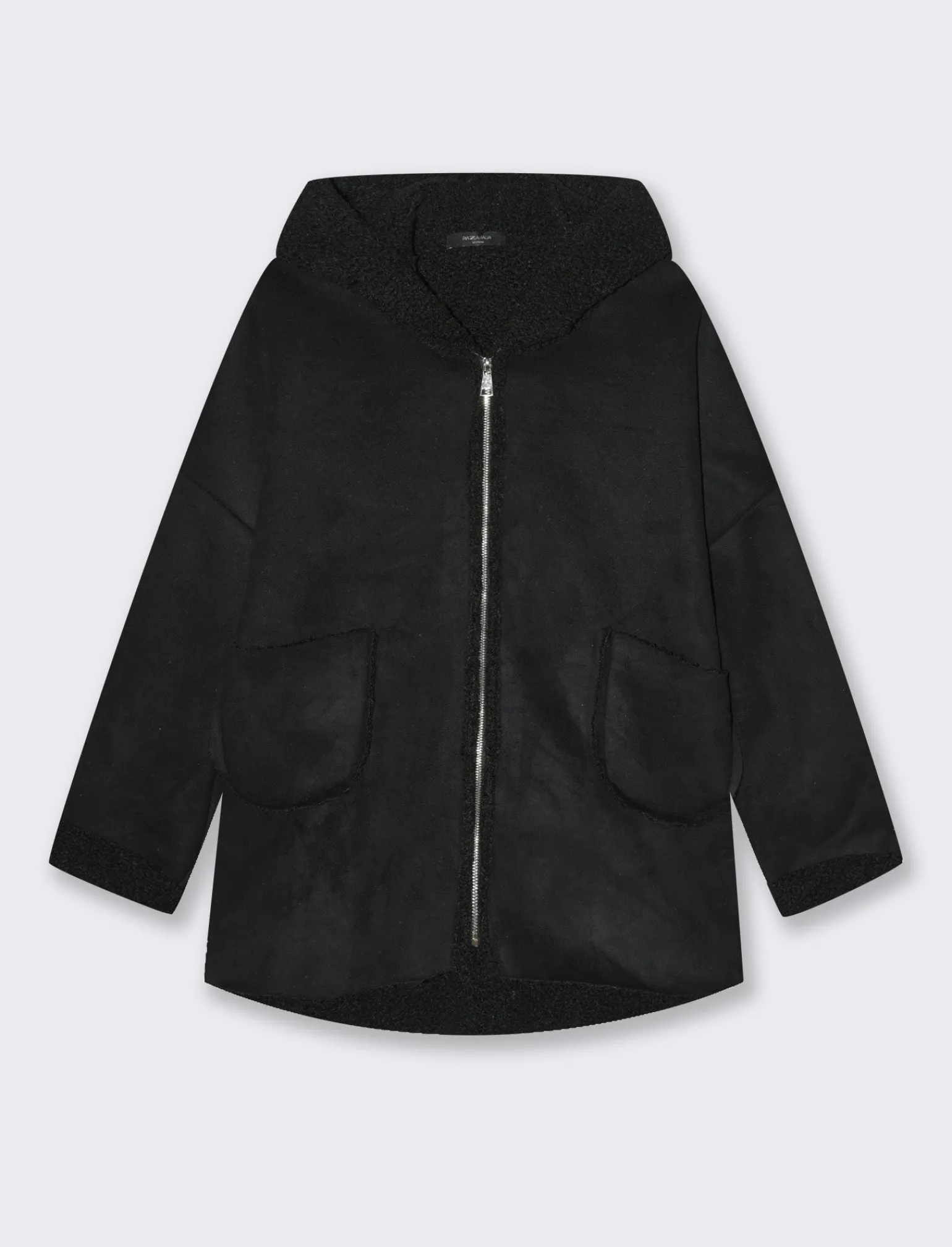 Donna Piazza Italia Giubbini E Cappotti<Giaccone con zip in tessuto misto boucle - Nero