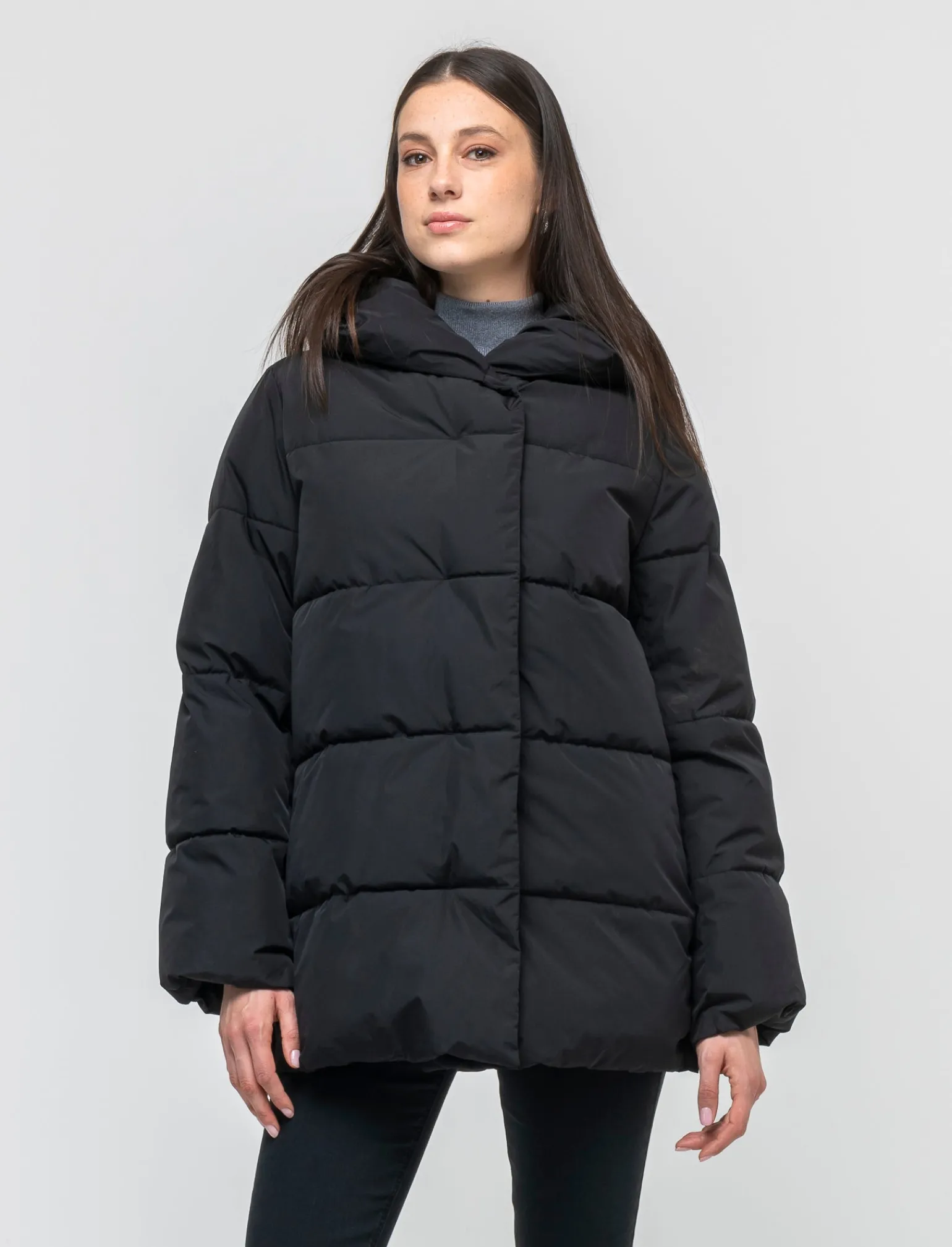 Donna Piazza Italia Donna | Giubbini E Cappotti<Giaccone imbottito con cappuccio e tasche rivestite in pile -