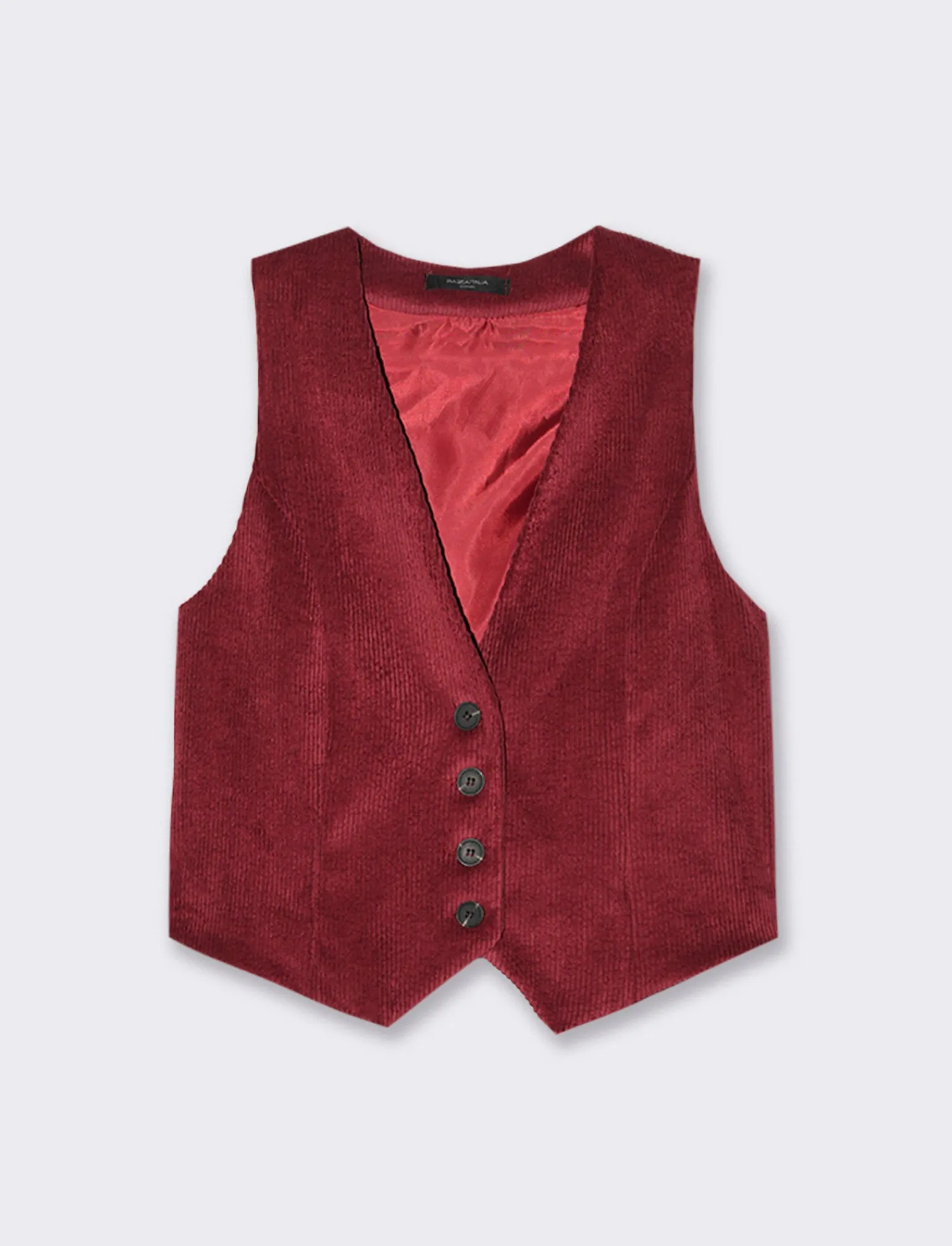 Donna Piazza Italia Giacche E Blazer<Gilet a coste in tessuto effetto velluto con bottoni - Vinaccia