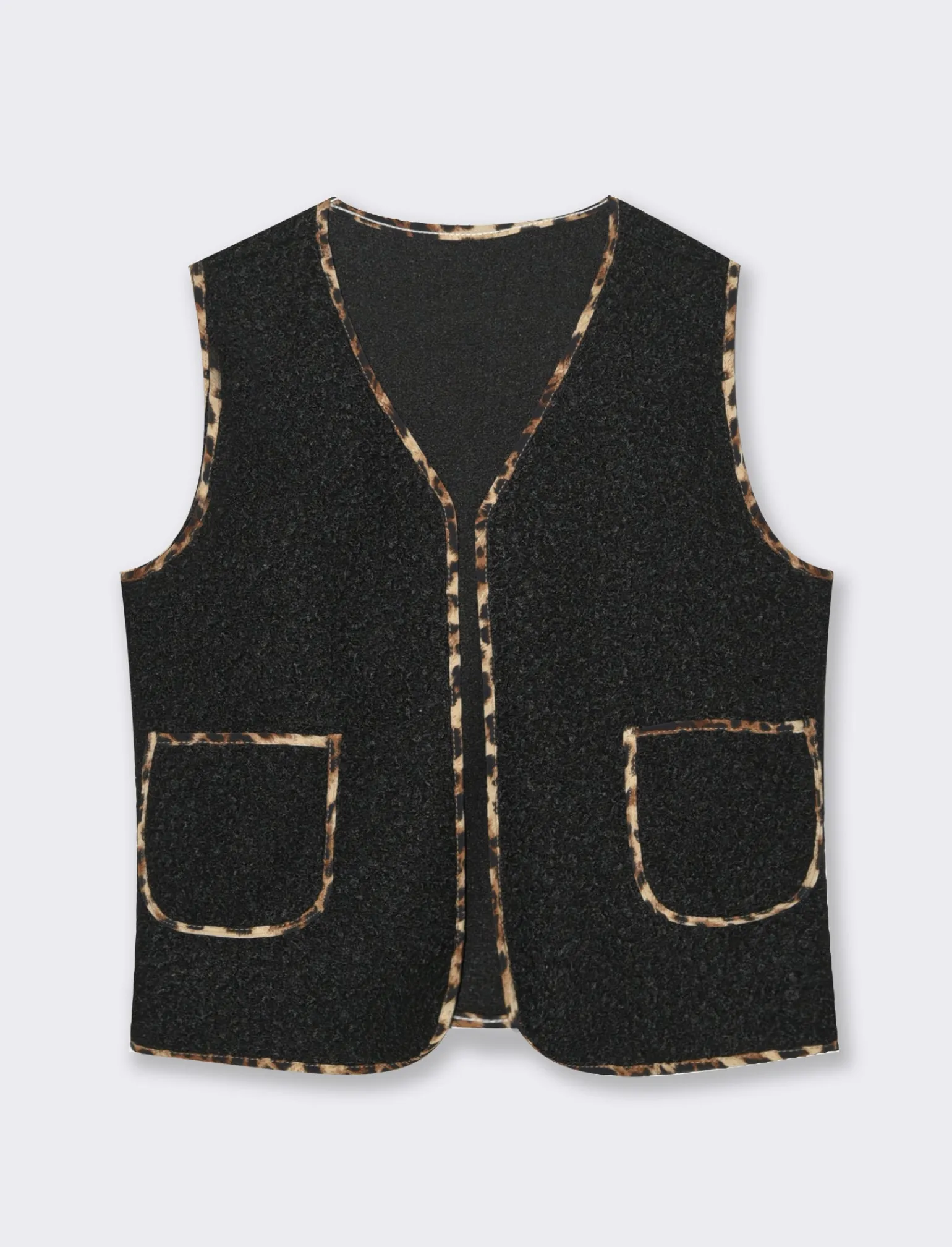 Donna Piazza Italia Donna | Giacche E Blazer<Gilet senza chiusura con bordo a contrasto e tasche a toppa -