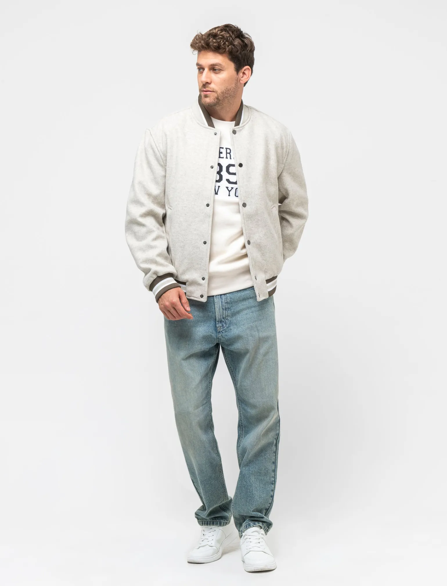 Uomo Piazza Italia Uomo | Giubbini E Cappotti<Giubbotto bomber realizzato in panno effetto lana - mel.