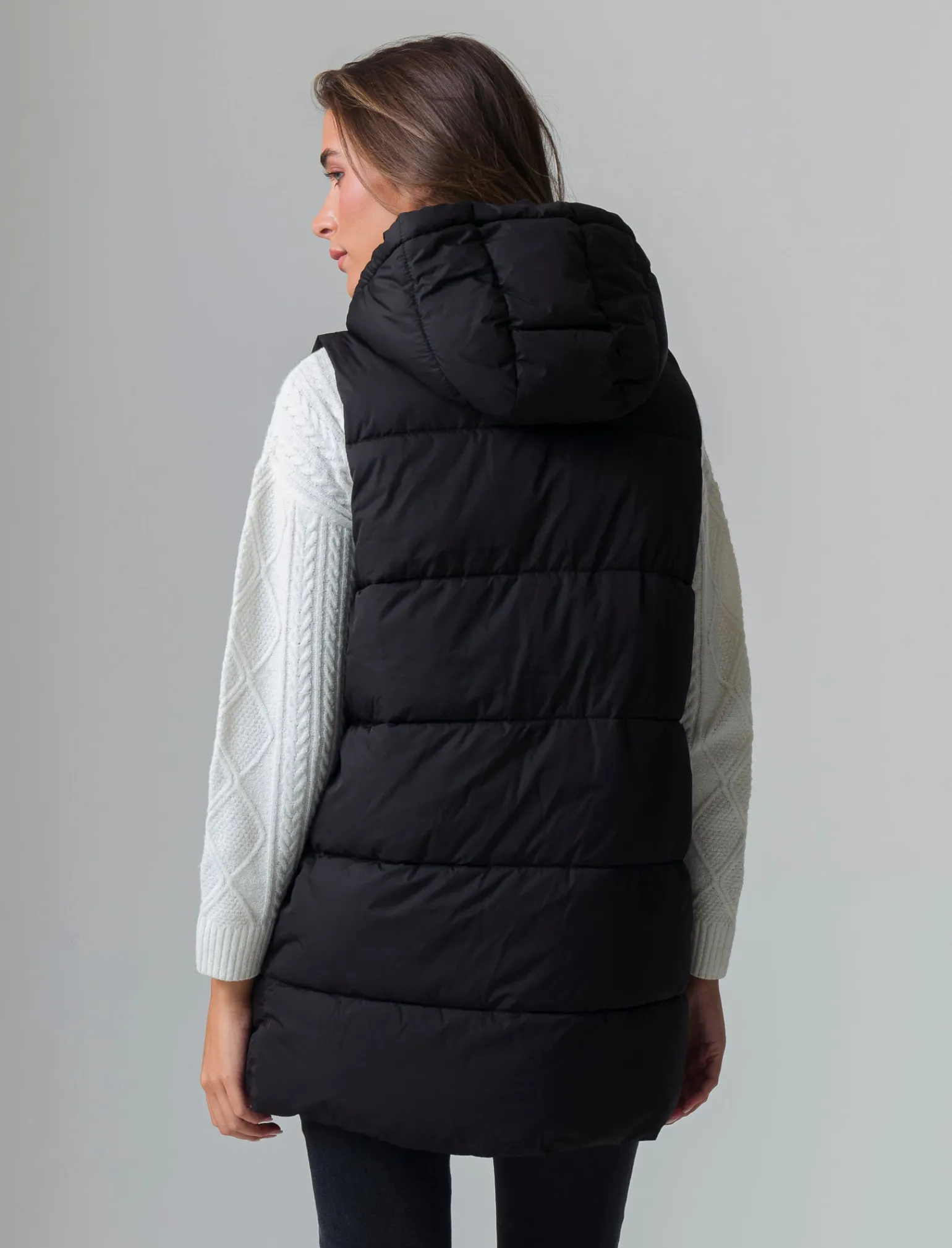 Donna Piazza Italia Donna | Giubbini E Cappotti<Giubbotto modello gilet con cappuccio e tasche a filetto -