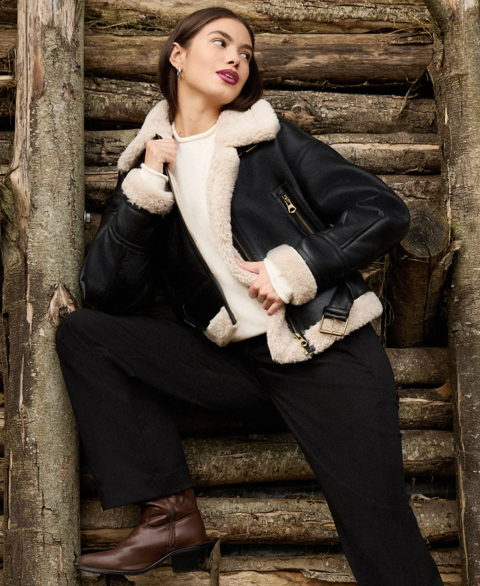 Donna Piazza Italia Giubbini E Cappotti<Giubotto corto modello chiodo in finto suede cintura in vita - Nero