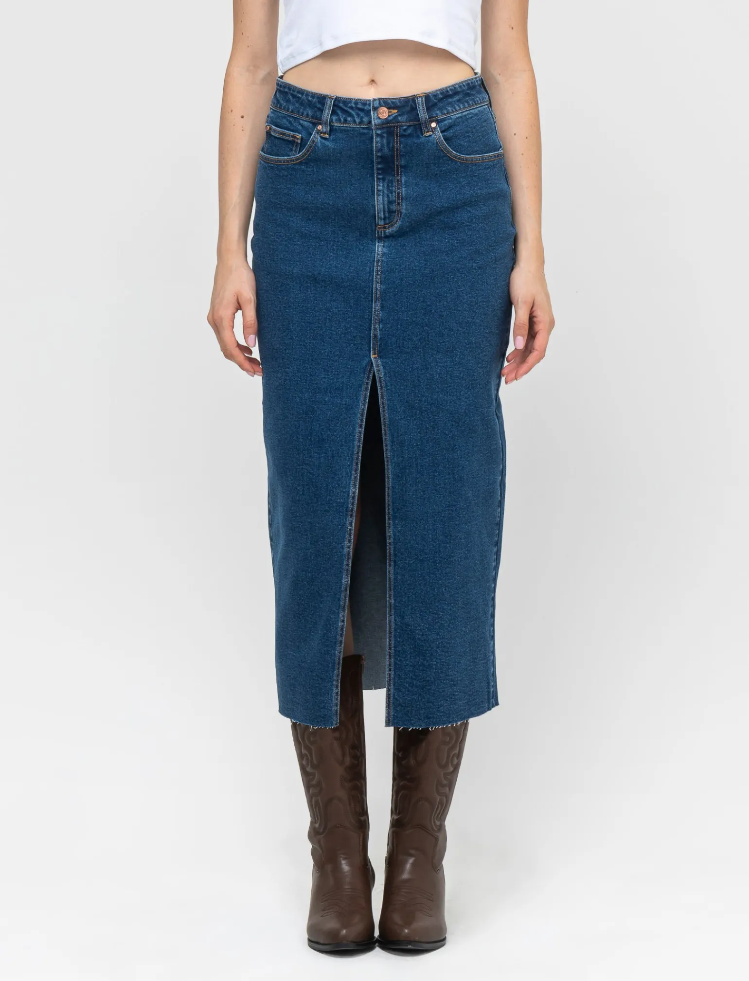 Donna Piazza Italia Donna | Gonne<Gonna denim lunga cinque tasche - Denim