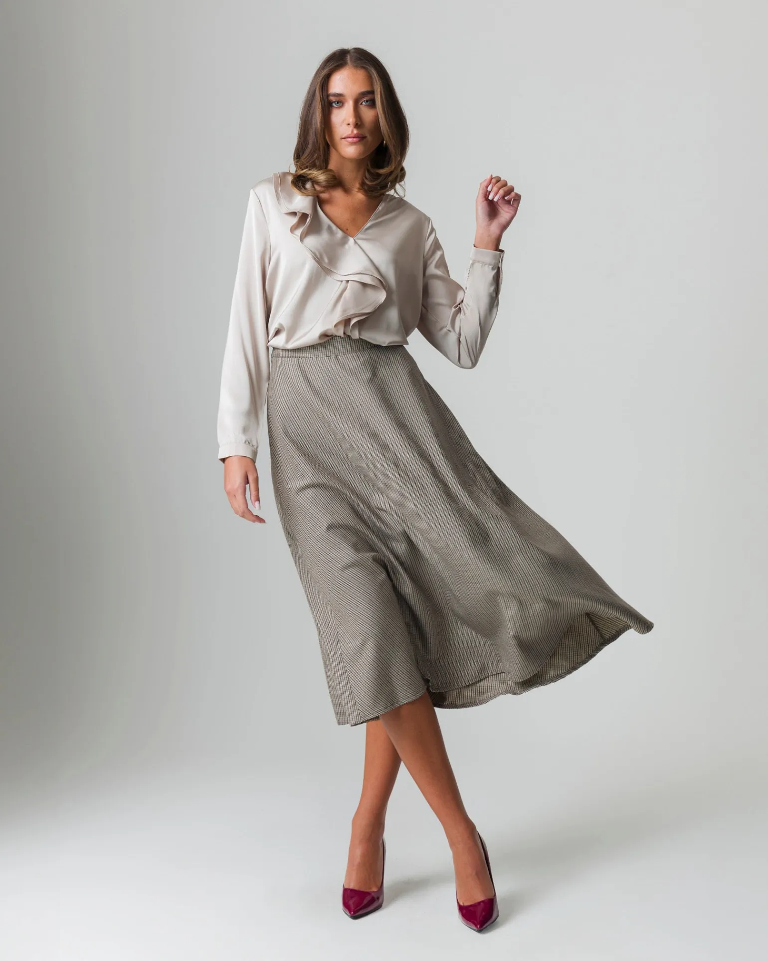 Donna Piazza Italia Donna | Gonne<Gonna midi con zip invisibile sul fianco da donna - tabacco