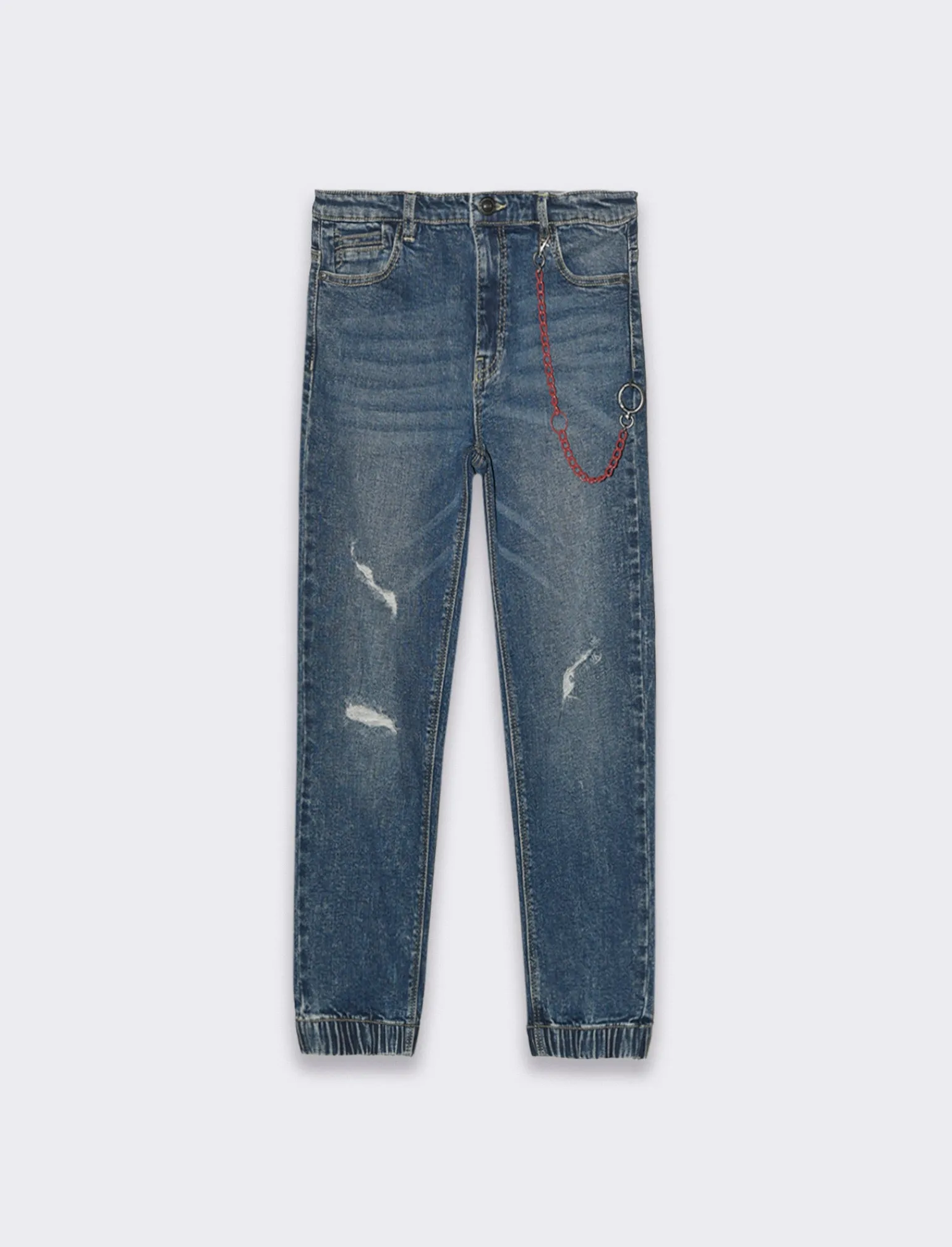 Bambino Piazza Italia Bambino | Jeans<Jeans 5 tasche con accessorio catena sul davanti - Denim